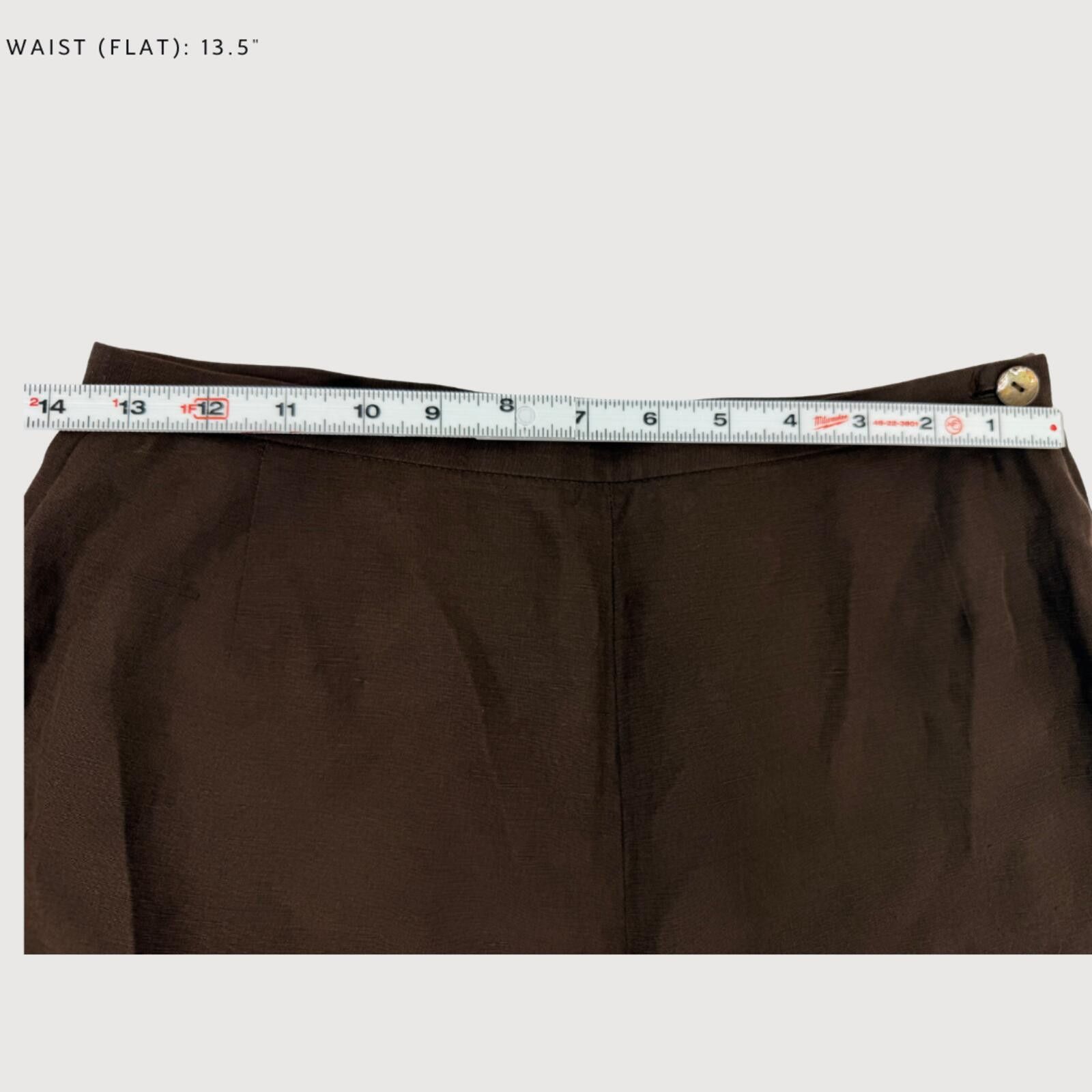 Jaeger Vintage Jaeger Silk Linen Trousers Brown Straight Leg 6 Size 28" / US 6 / IT 42 - 7 Thumbnail
