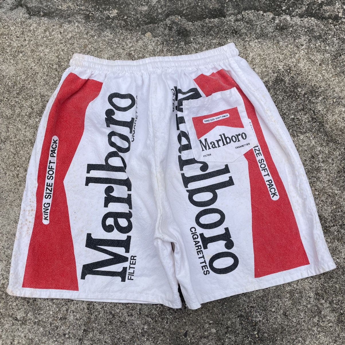 Marlboro 🔥Vintage 80s Marlboro Over Print Draw String Shorts Pants Size US 30 / EU 46 - 2 Thumbnail