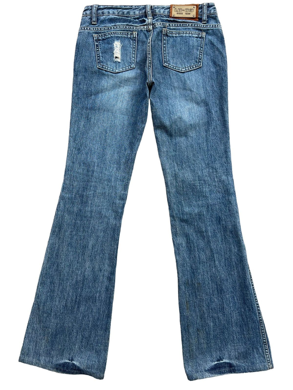 Japanese Brand LB-03 Japan Ripped Distressed Flare Denim Jeans 29x Size 29" - 3 Thumbnail