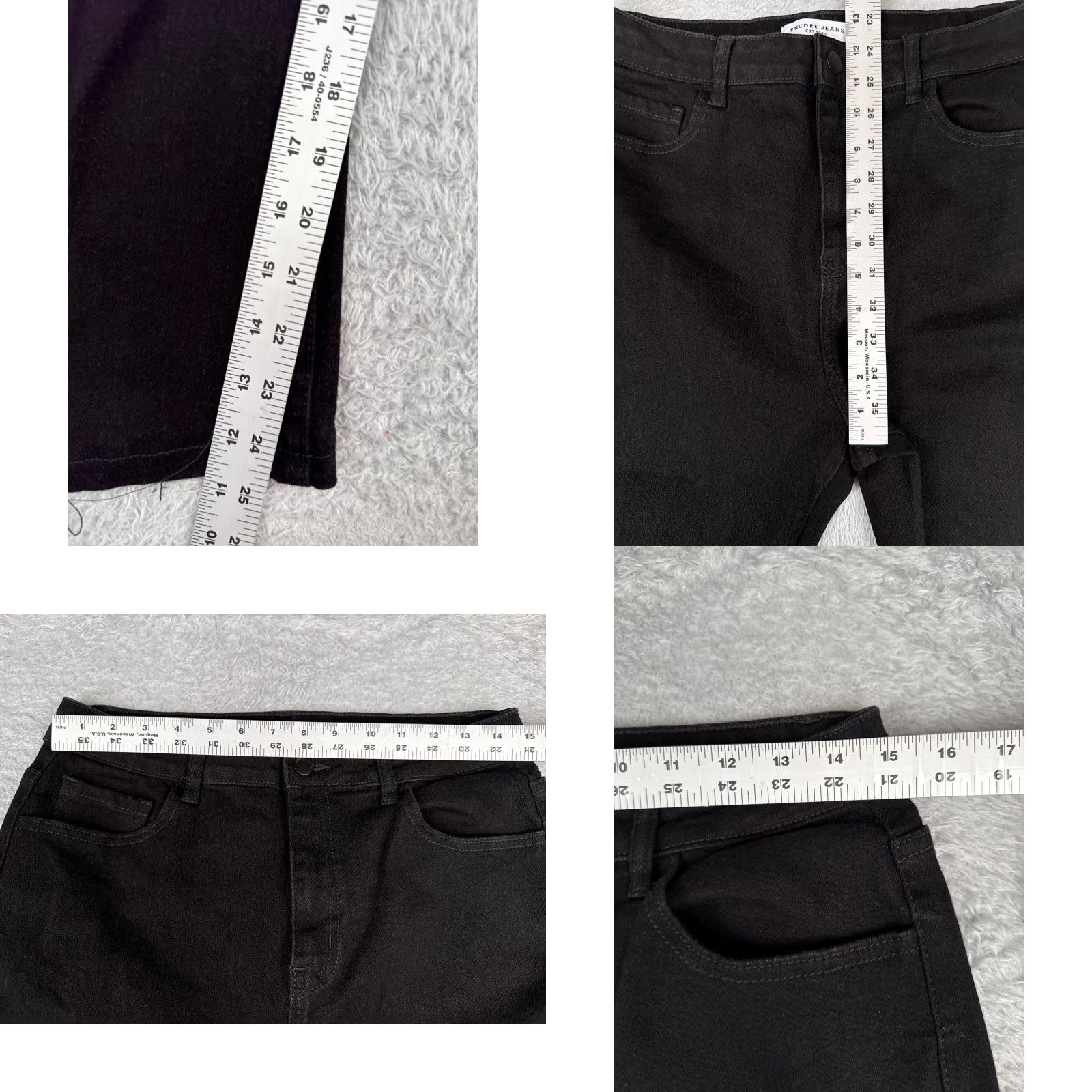 Vintage Encore Jeans Womens Flared High Rise Black Denim 29x25 Regular Cotton Blend 5-Pocket Design Jeans Mens? Womens? Size 29" - 8 Thumbnail