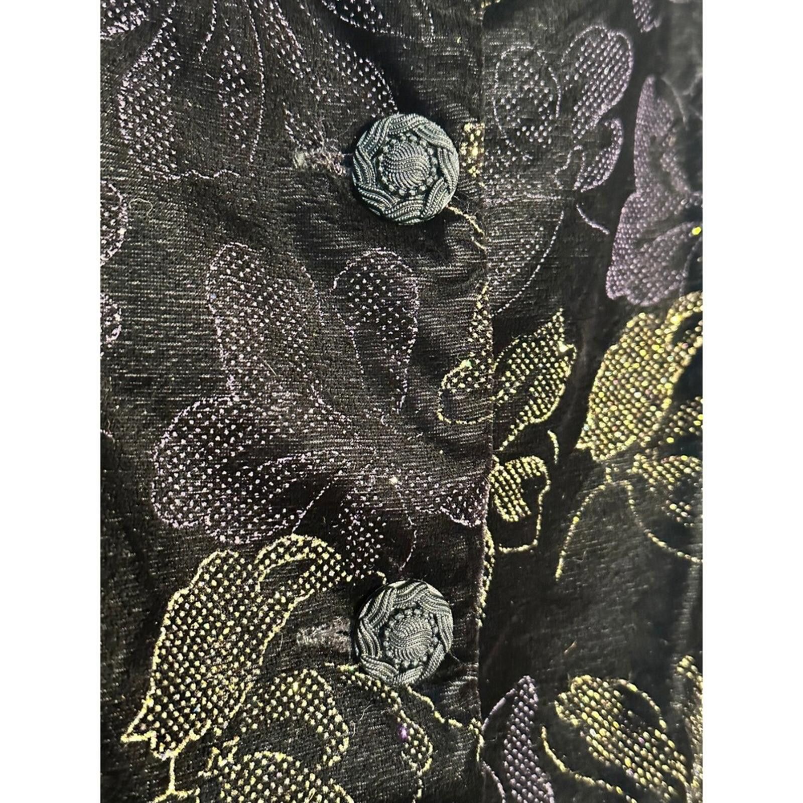 Designer Maggie Mcnaughton VINTAGE 90s Velvet Floral Jacket Size XXL / US 16-18 / IT 52-54 - 2 Thumbnail
