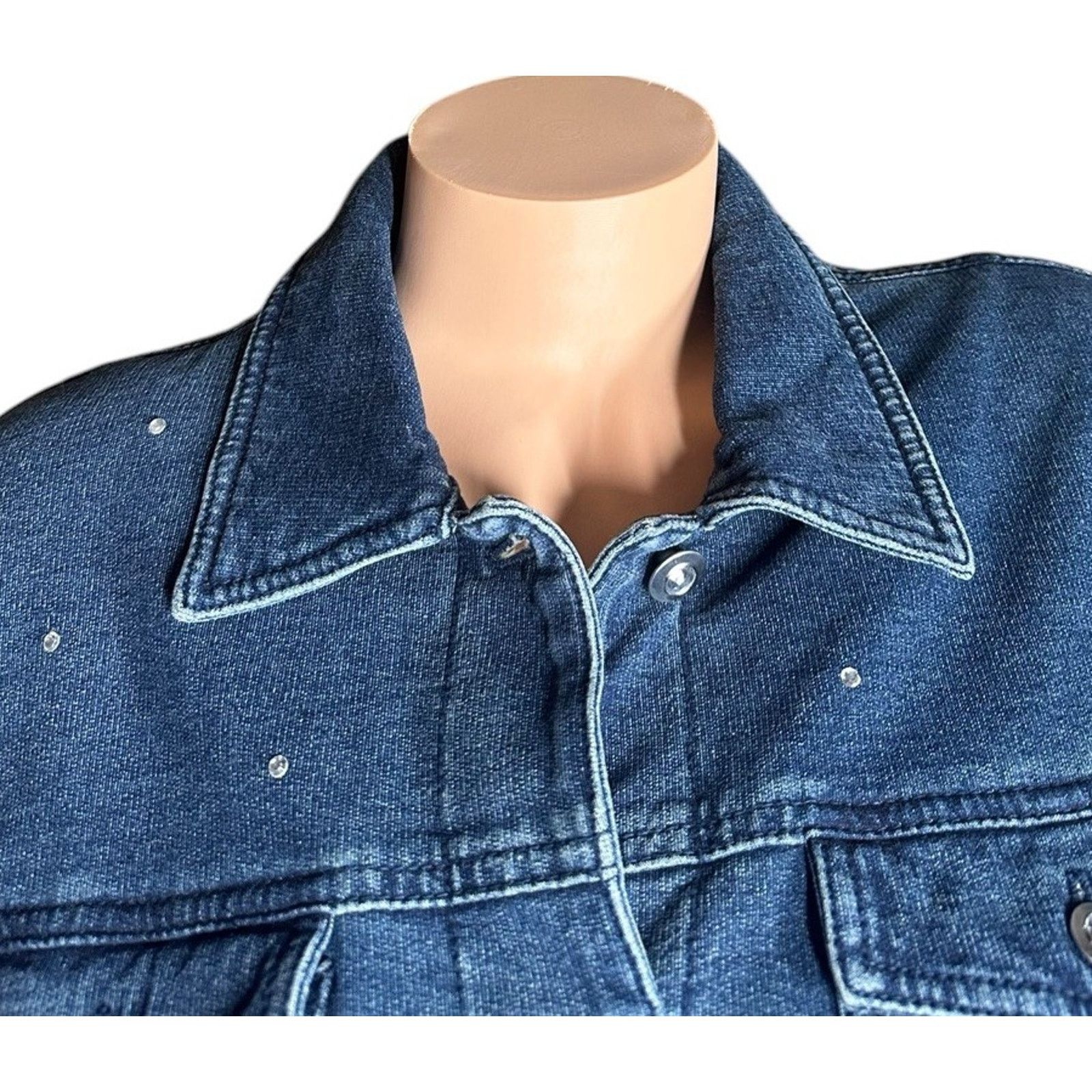 Other Quacker Factory Dream Jeannes Rhinestone Denim Jean Jacket M Size M / US 6-8 / IT 42-44 - 2 Thumbnail