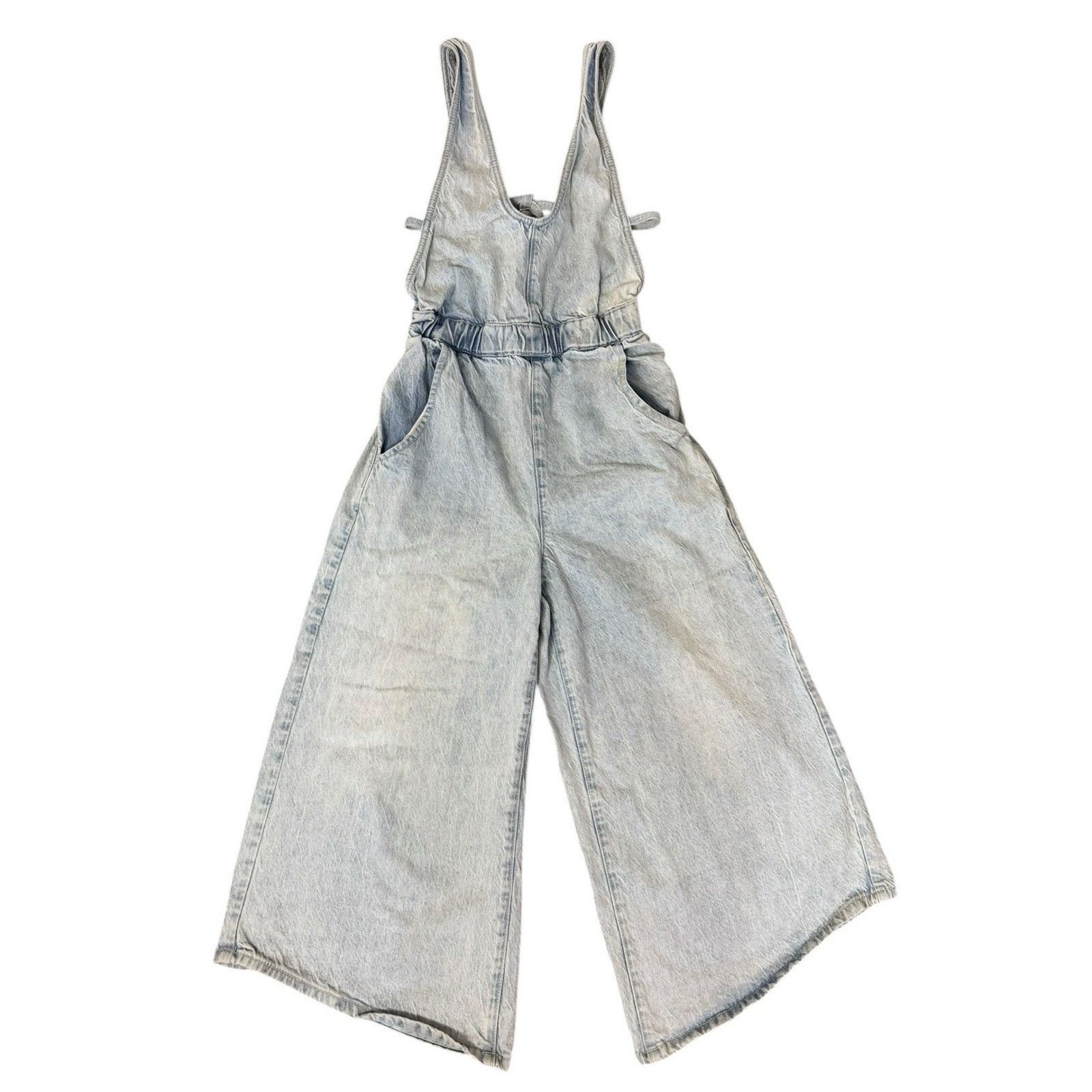 Free People FREE PEOPLE Alora Denim Wide Leg Culotte Tieback Jumpsuit XS Size 26" / US 2 / IT 38 - 3 Thumbnail
