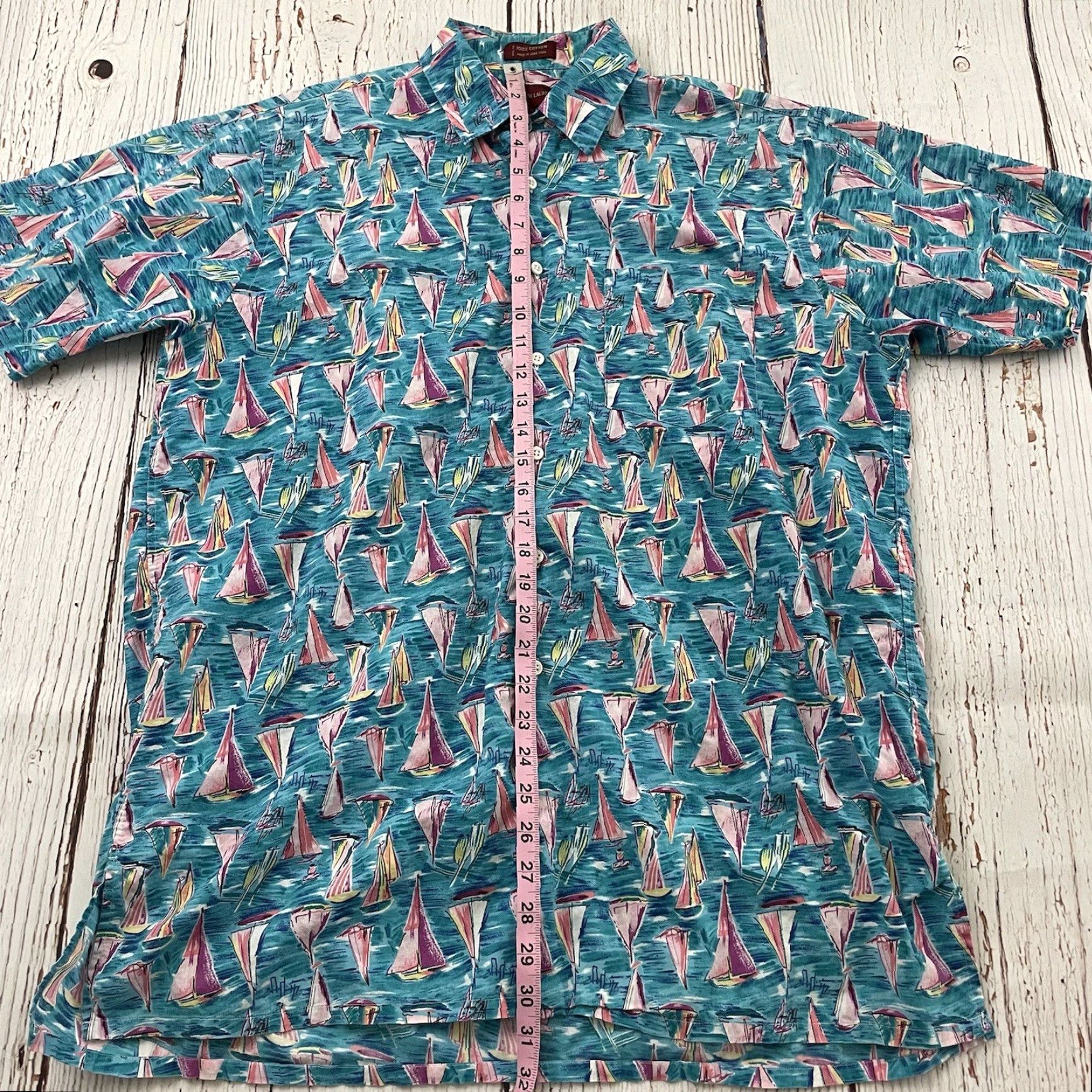 Chaps VINTAGE Chaps Ralph Lauren Short Sleeve Sailboat Button Front Top Mens L Blue Shirt Button-Up SS Sailboat Theme 90s Size US L / EU 52-54 / 3 - 4 Thumbnail