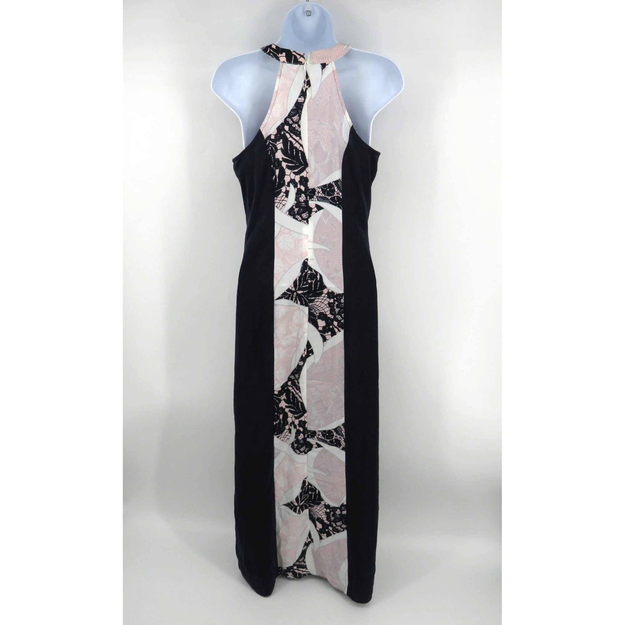 Bar III Bar III Women's Sleeveless Maxi Dress Blue & Pink Lace Patte Size XS / US 0-2 / IT 36-38 - 4 Thumbnail