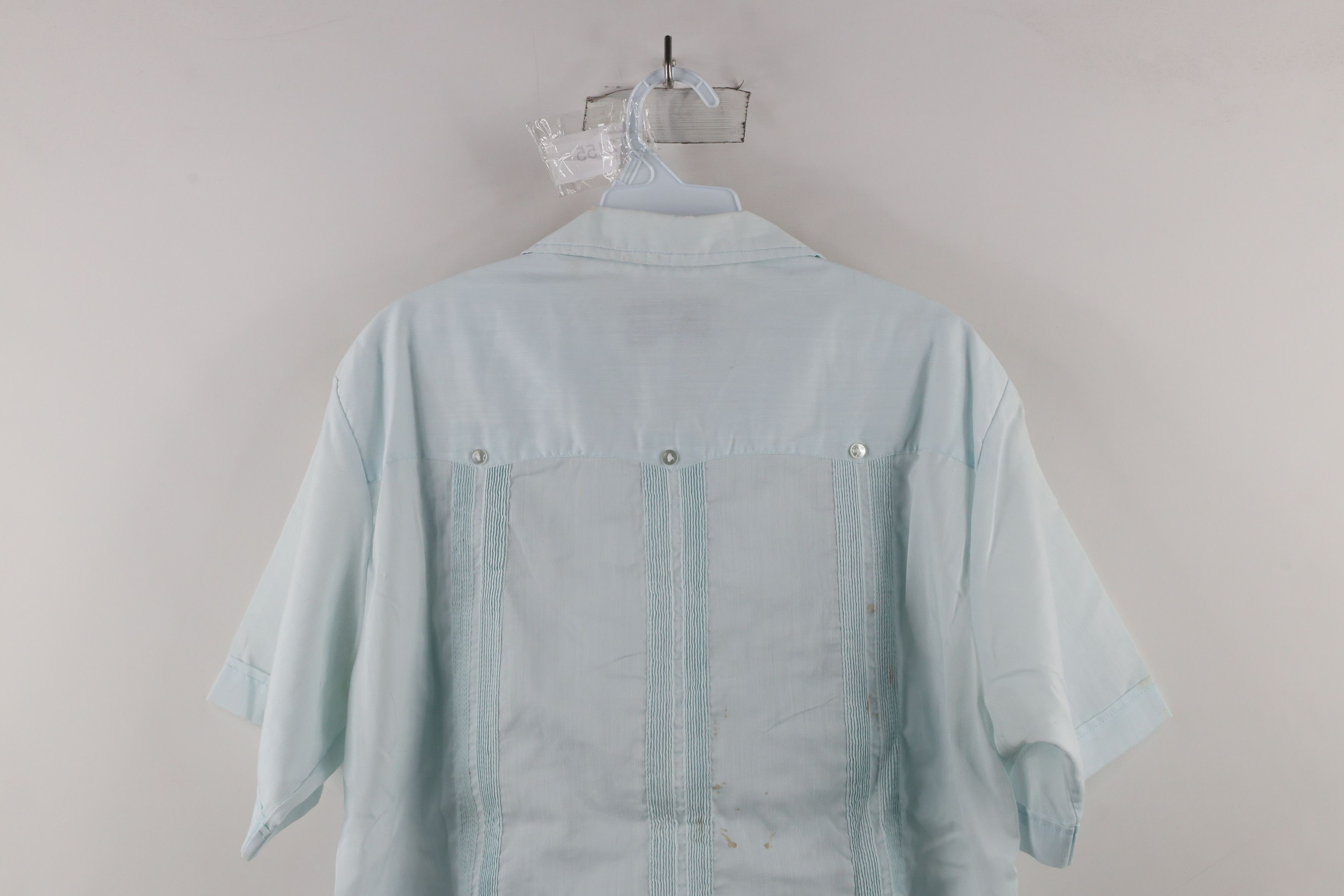 Vintage Vintage 50s 60s Guayabera Camp Collar Button Shirt Blue Size US L / EU 52-54 / 3 - 14 Thumbnail