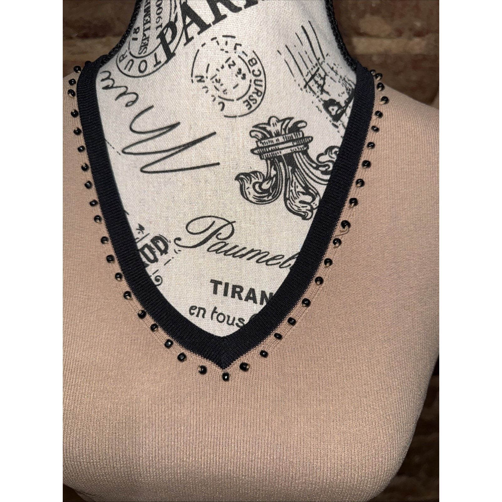 & Other Stories Vertigo Paris Women’s Sleeveless Caramel & Black V Neck Sz L Size L / US 10 / IT 46 - 2 Thumbnail