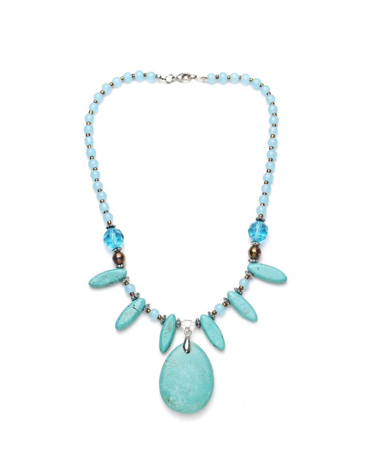 Native 2000S JAPANESE MADE TURQUOISE TEARDROP BEADED NECKLACE Size ONE SIZE - 1 Thumbnail