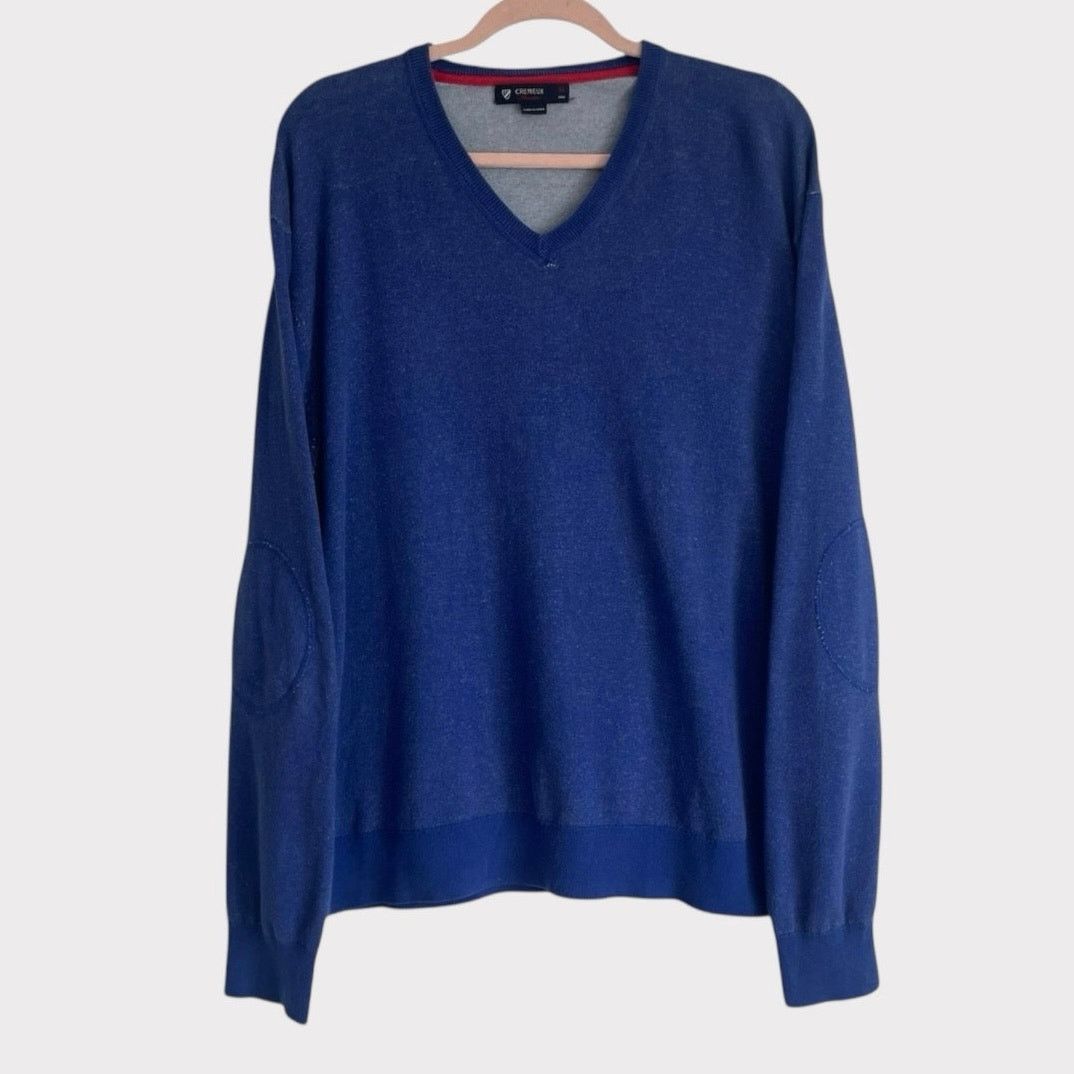 Cremieux Cremieux Classics Mens Blue V-Neck Elbow Patch Sweater Size US XL / EU 56 / 4 - 1 Thumbnail