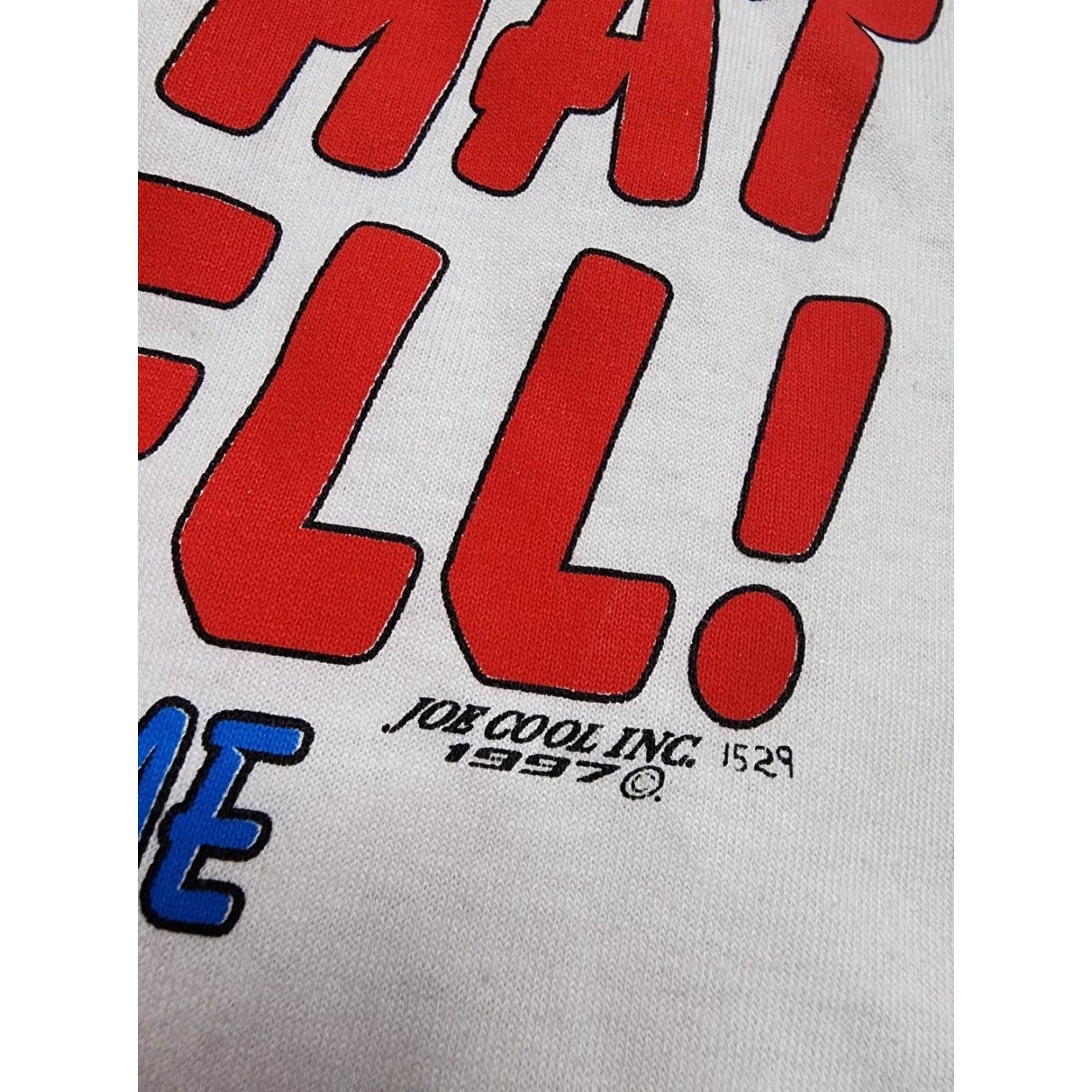 Fruit Of The Loom VINTAGE Fruit of the Loom T-Shirt Shirt Mens L White 90s Cartoon Funny USA 90s Mens L White US Made Size US L / EU 52-54 / 3 - 2 Thumbnail