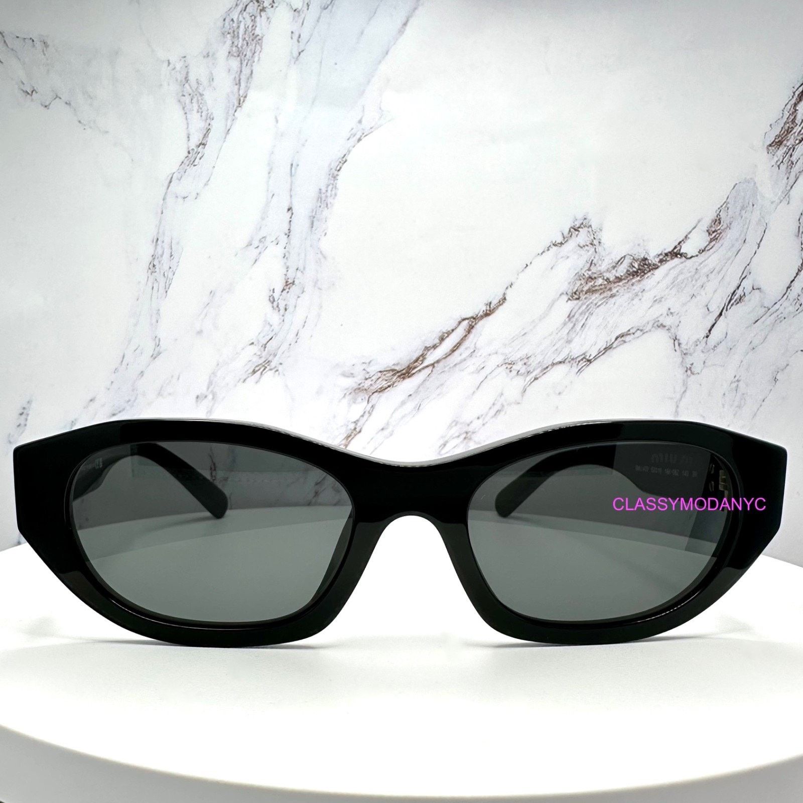 Miu Miu MIU MIU Sunglasses Black Gold Rectangle Cat Eye Authentic Size ONE SIZE - 2 Thumbnail