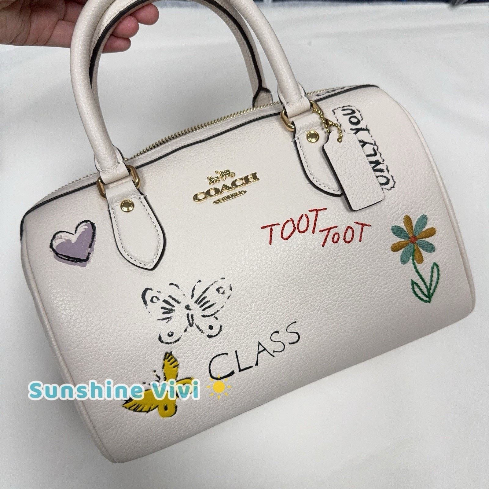 Coach NWT Coach Rowan Satchel Bag Sketch CAK19 Gold/chalk multi Size ONE SIZE - 2 Thumbnail