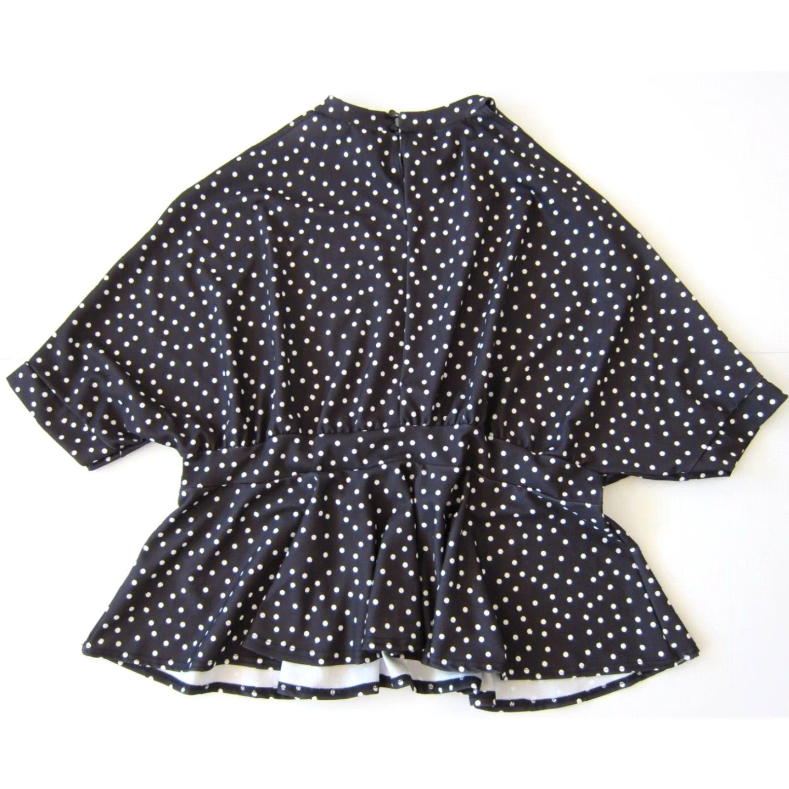 Boohoo NWT Boohoo Black White Polka Dot High Neck Cold Shoulder Blouse Plus 24 Size 4XL / US 24-26 - 2 Thumbnail