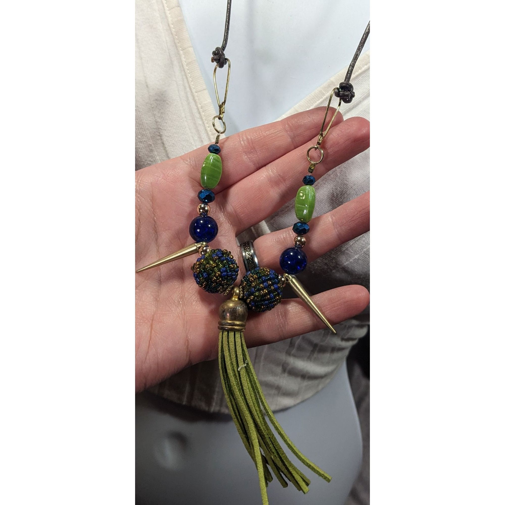 Other Bohemian Abstract Blue And Green Statement Necklace Size ONE SIZE - 7 Thumbnail