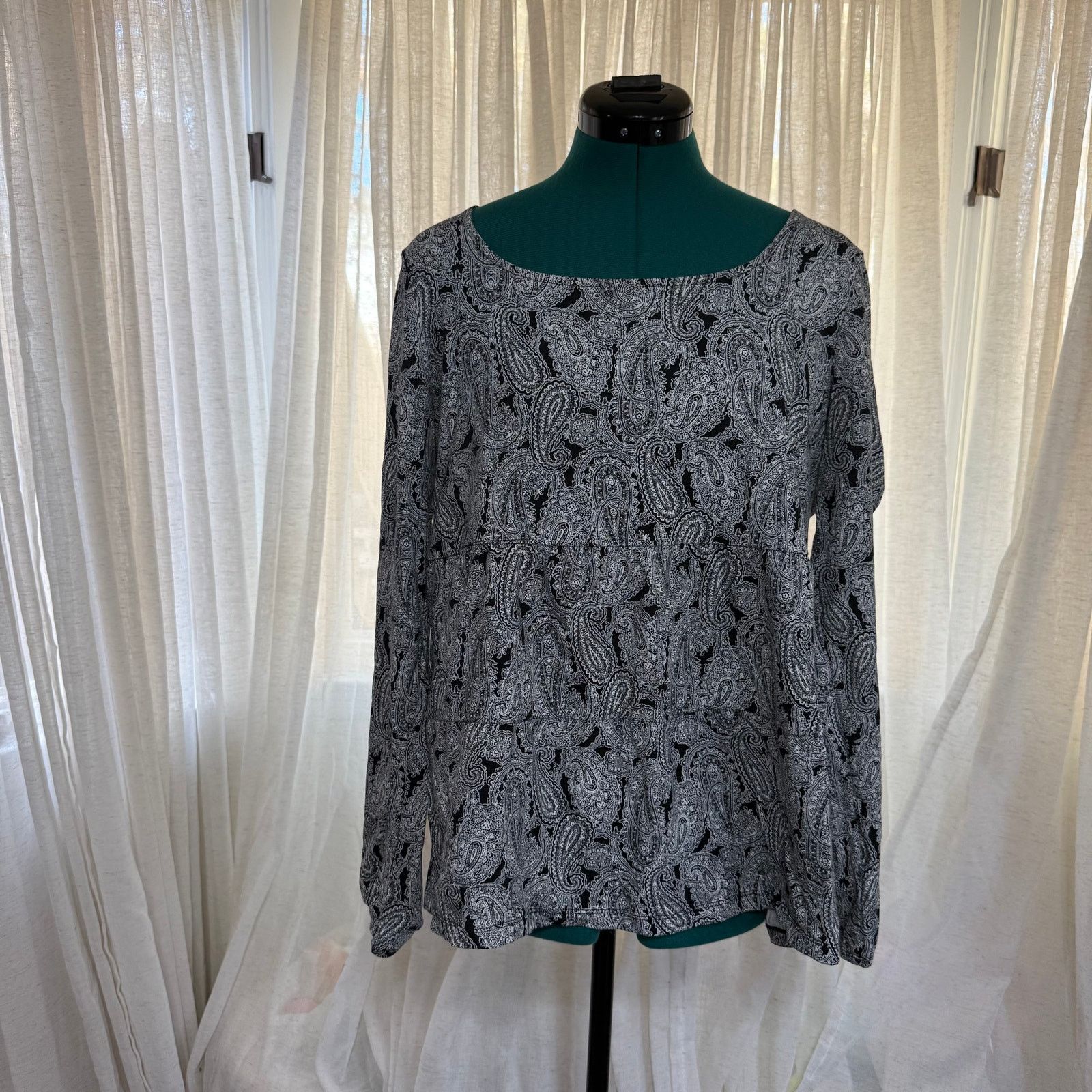 Lands' End Lands’ End Paisley Long Sleeve Top | Sz M Size M / US 6-8 / IT 42-44 - 2 Thumbnail