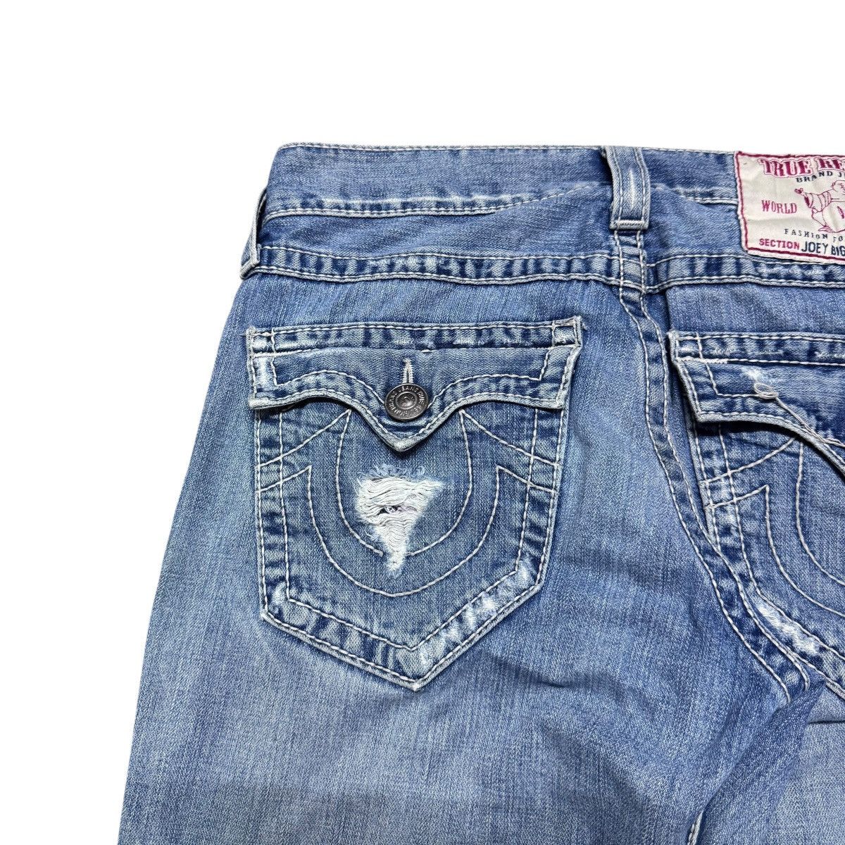 True Religion True Religion Joey Big T Distressed Denim Flare Jeans Size US 31 - 11 Thumbnail
