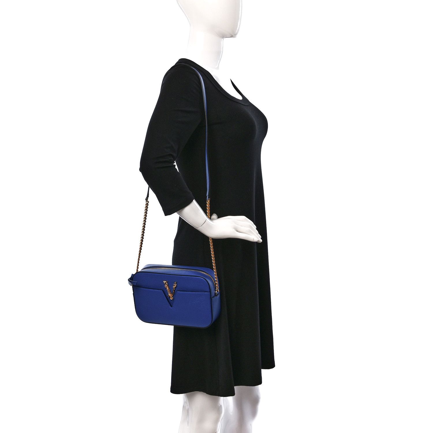 Versace VERSACE Virtus blue barocco V leather crossbody camera bag Size ONE SIZE - 2 Thumbnail