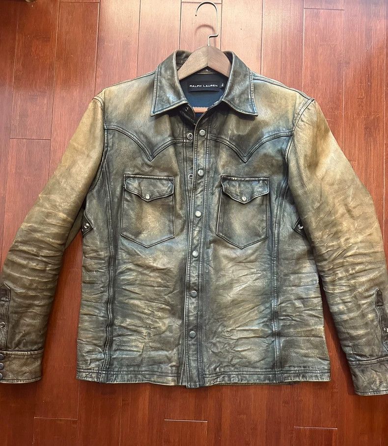 RRL Ralph Lauren RRL Ralph Lauren Black Label Governor's Leather Shirt Size US L / EU 52-54 / 3 - 1 Thumbnail