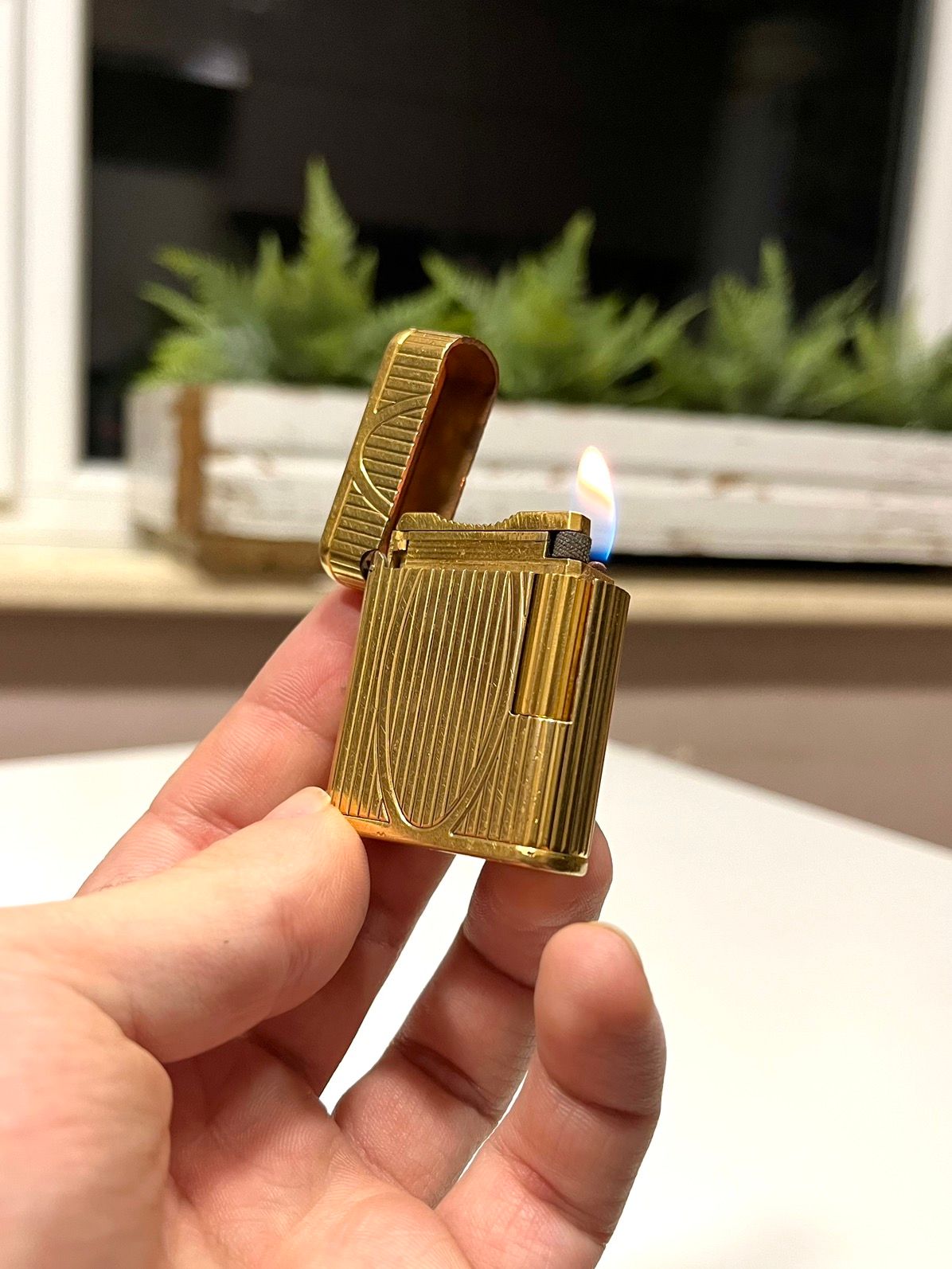 Pre-owned Archival Clothing X Hysteric Glamour 18k Heavy Gold Plated St Dupont Soubreny Gas Lighter Cartier