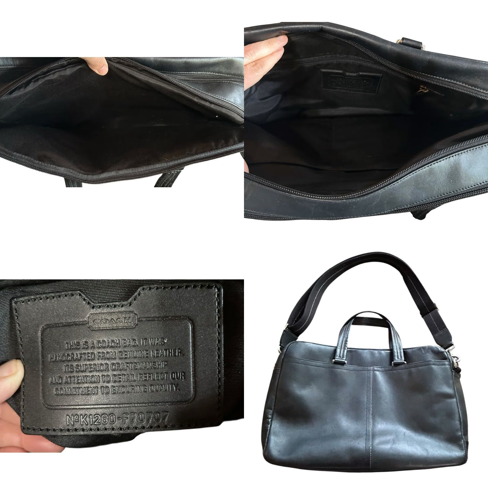Coach COACH Business Bag 2way F70707 Black Leather Crossbody Messenger Suitcase Read Size ONE SIZE - 10 Thumbnail