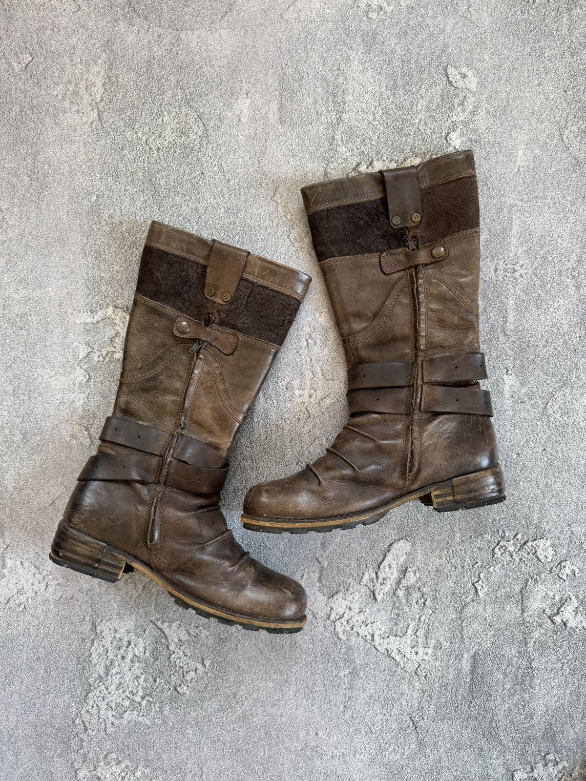 Designer × Vintage Yellow Cab 40size brown leather biker high shoes boots punk Size US 10 / IT 40 - 10 Thumbnail