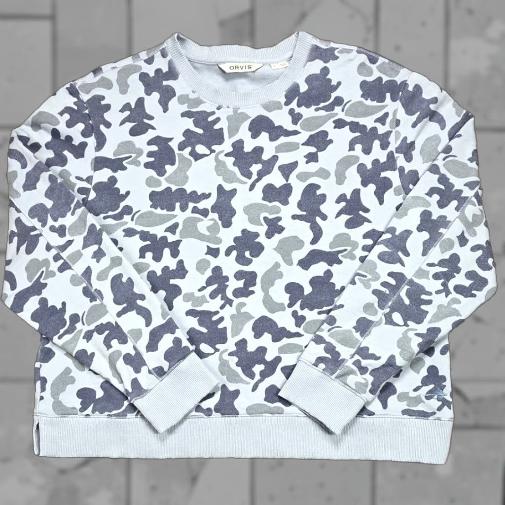 Orvis Orvis Blue Camouflage Riverside Printed Women Sz L Crew Neck Sweater’s Blue Size L / US 10 / IT 46 - 1 Thumbnail