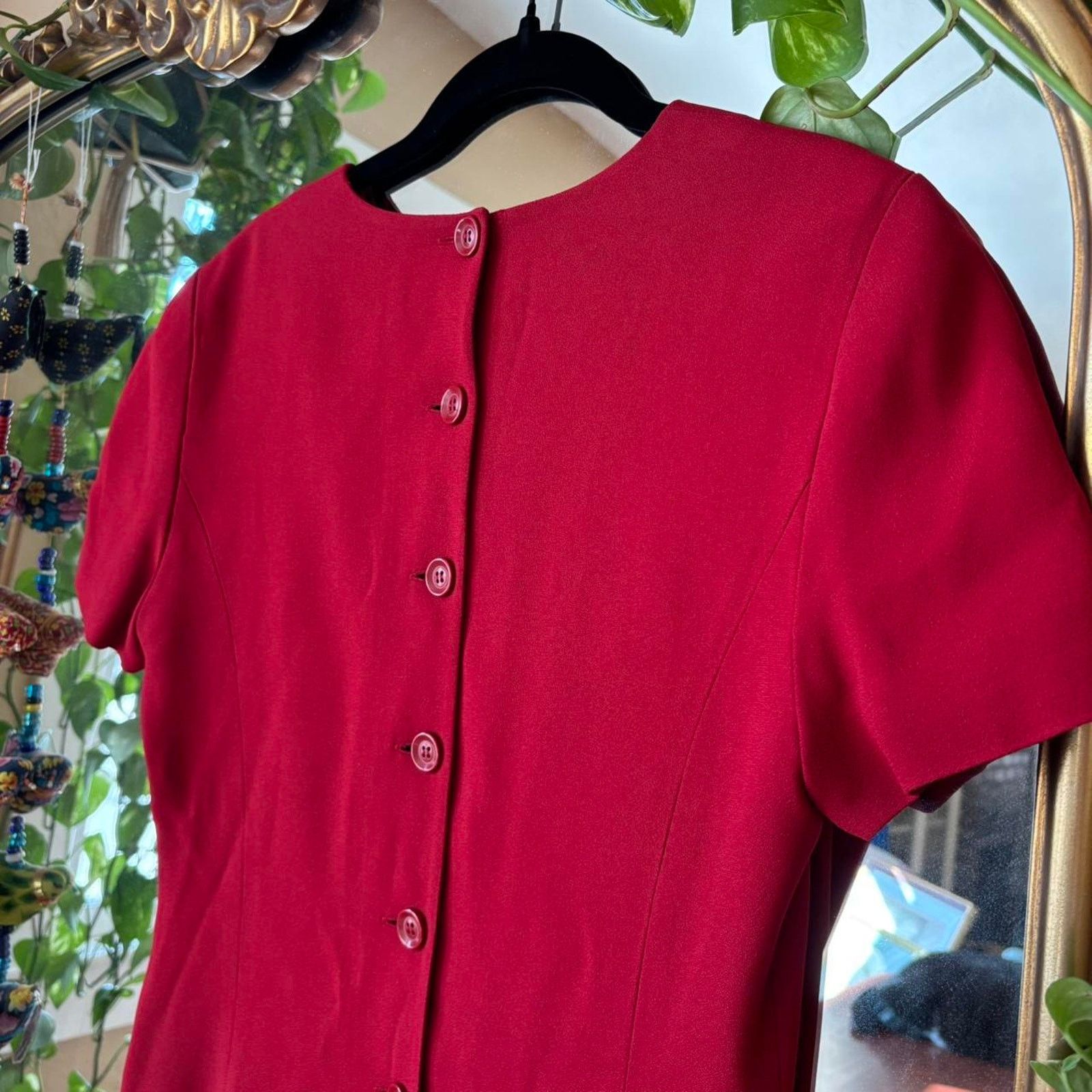 Ann Taylor Vintage 90s Ann Taylor Red Button Back Dress 6 Retro Classic Size M / US 6-8 / IT 42-44 - 9 Thumbnail