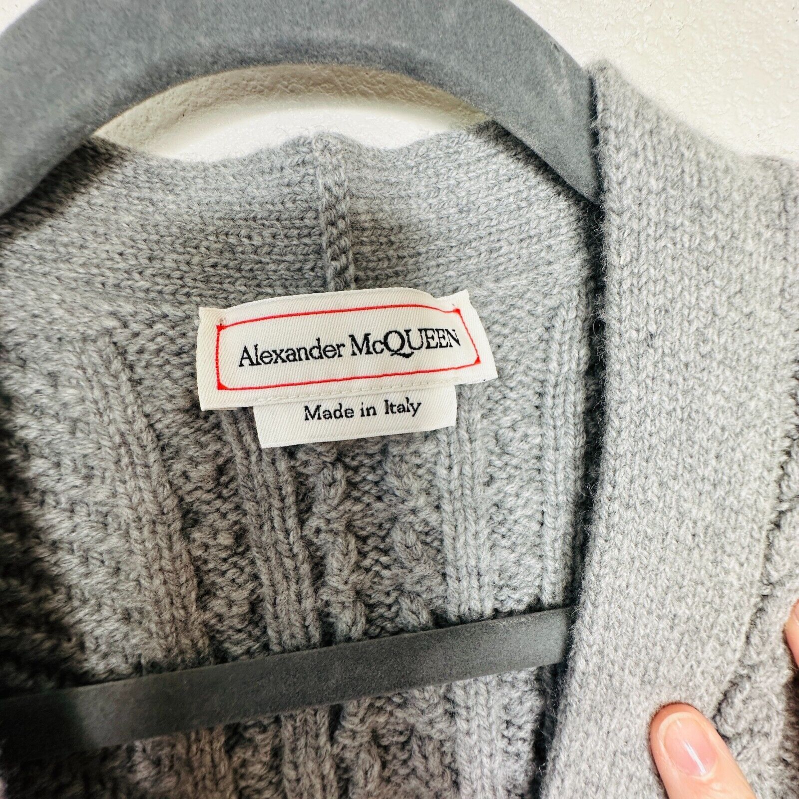 Alexander McQueen Alexander McQueen Gray Knit Black Waist VNeck Sweater Dress Size M / US 6-8 / IT 42-44 - 7 Thumbnail