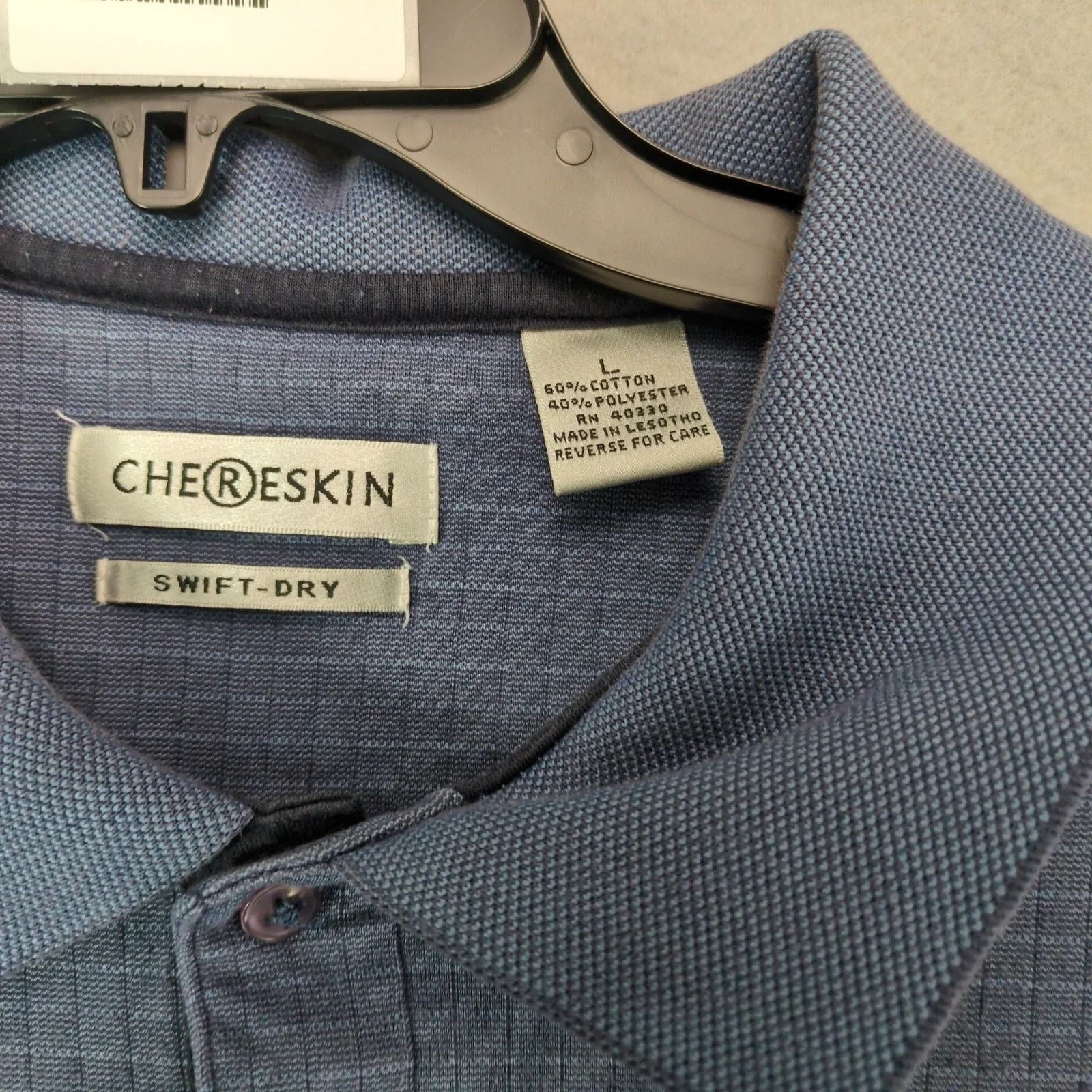 Vintage Chereskin Swift-Dry Navy Grid Polo Shirt Men's L Golf Size US L / EU 52-54 / 3 - 2 Thumbnail