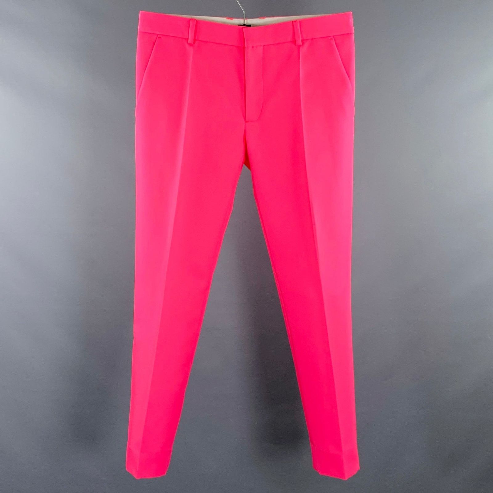 Walter Van Beirendonck Size 32 Pink Fuchsia Polyester Flat Front Dress Pants Size US 32 / EU 48 - 1 Thumbnail