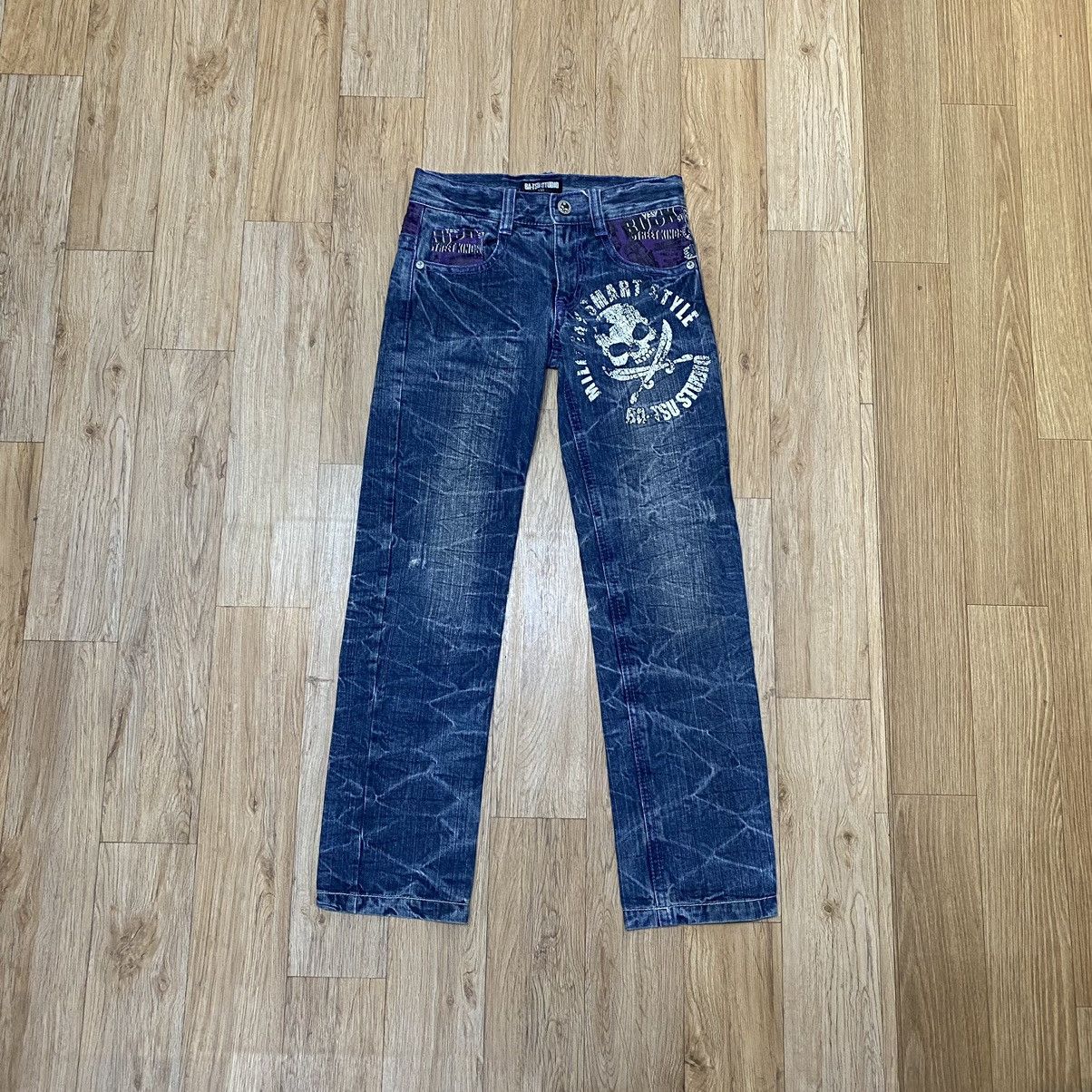 Hysteric Glamour 2000s Ba-Tsu Studio Boy Skul Denim Pants , Punk Style Size US 26 / EU 42 - 1 Thumbnail