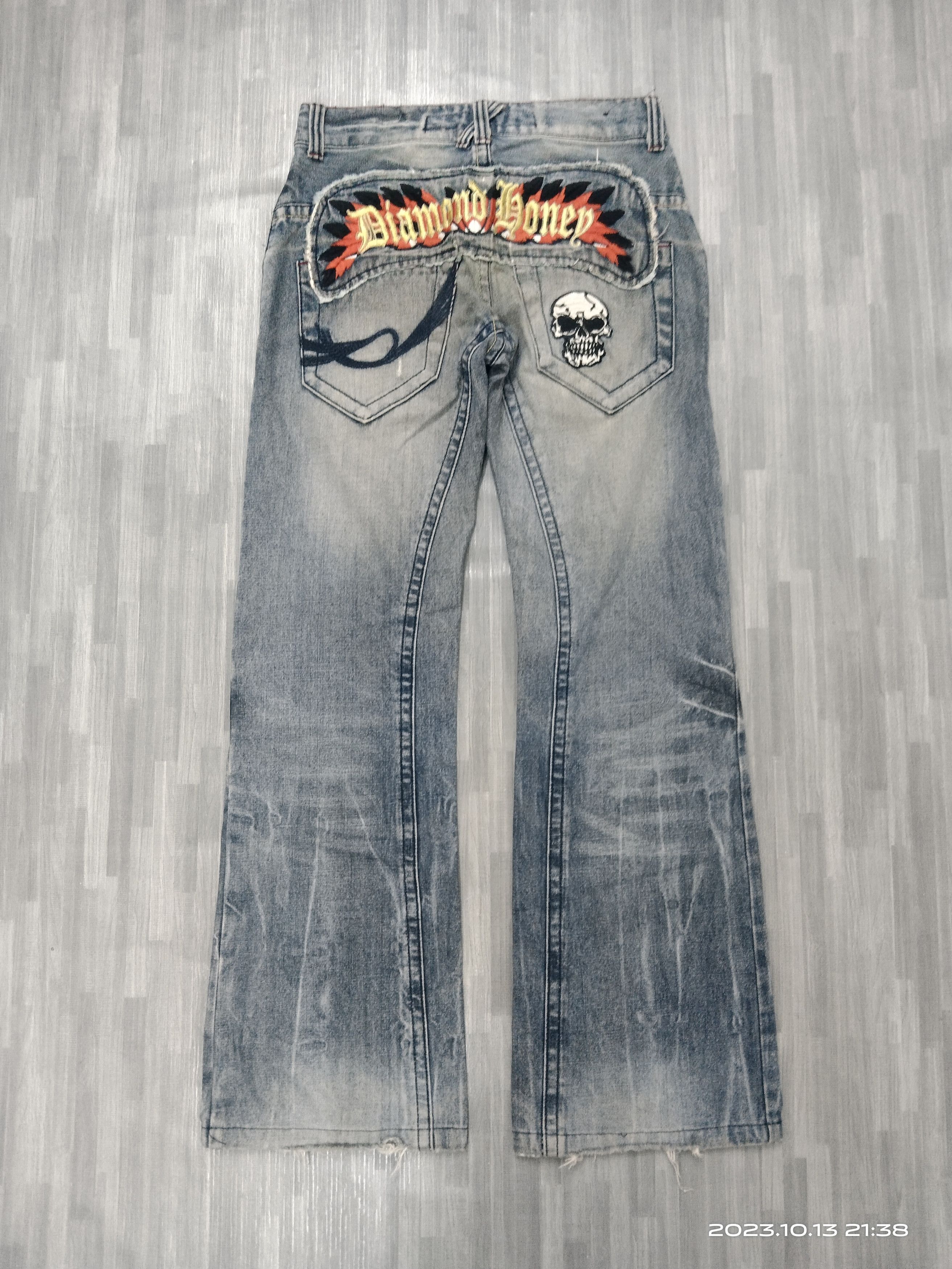 Japanese Brand FLARE SICK DIAM0ND HONEY EMBROIDED SPEELOUT Size US 27 - 3 Thumbnail