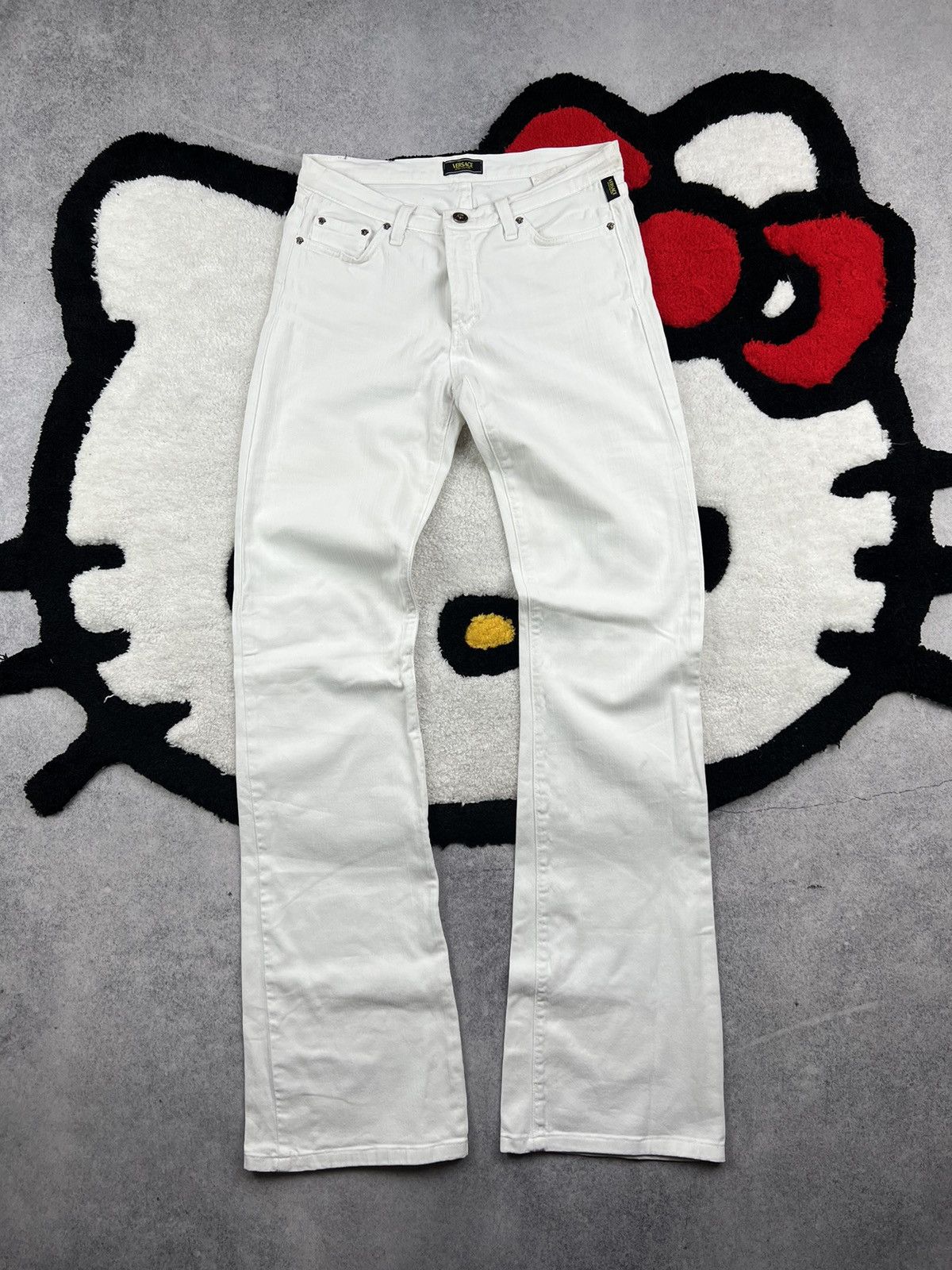 Versace Jeans Couture Vintage Versace Couture Italy Y2K White Flared Jeans Denim Size 26" / US 2 / IT 38 - 1 Thumbnail