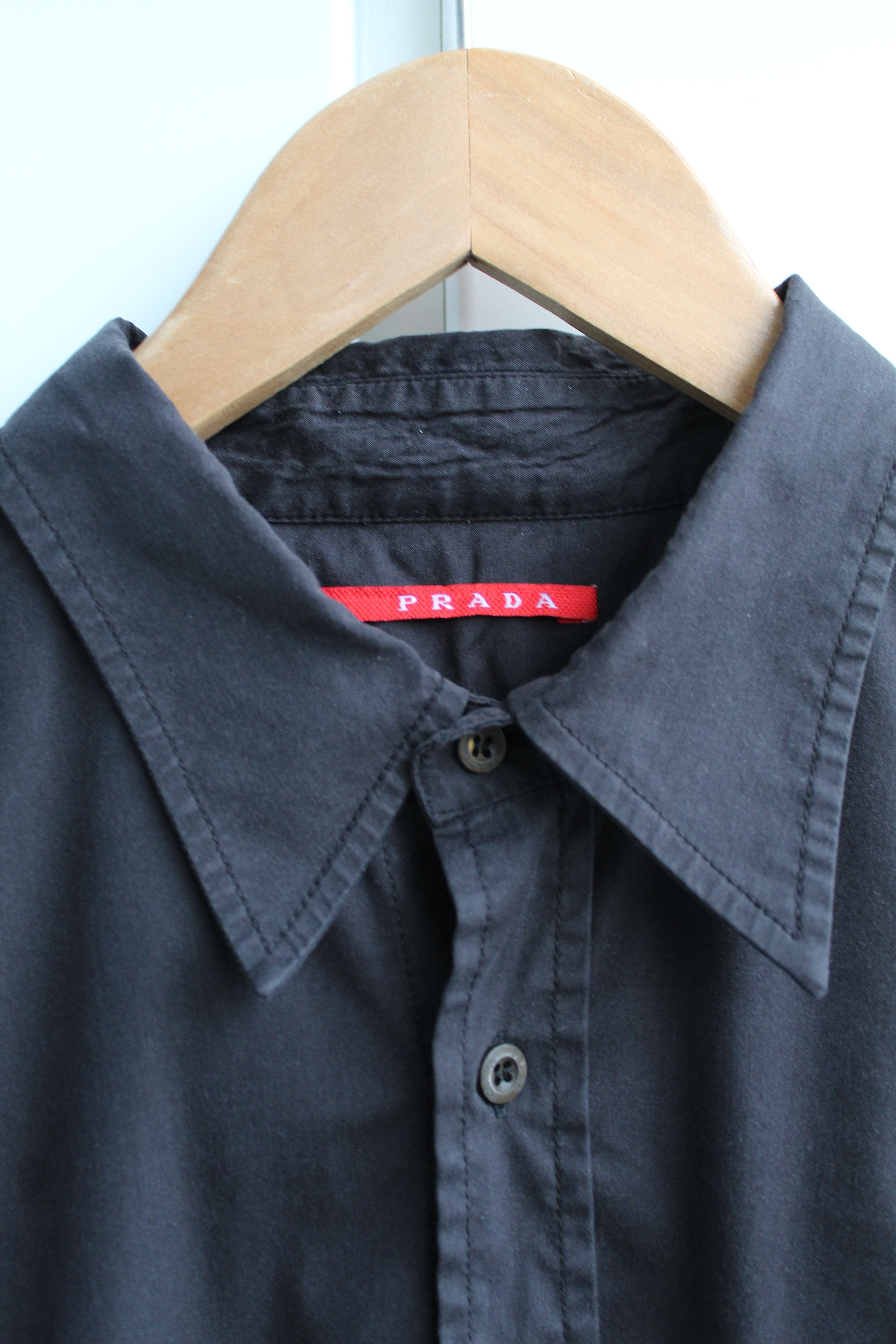 Prada Prada Black Collar Shirt Size US M / EU 48-50 / 2 - 2 Thumbnail