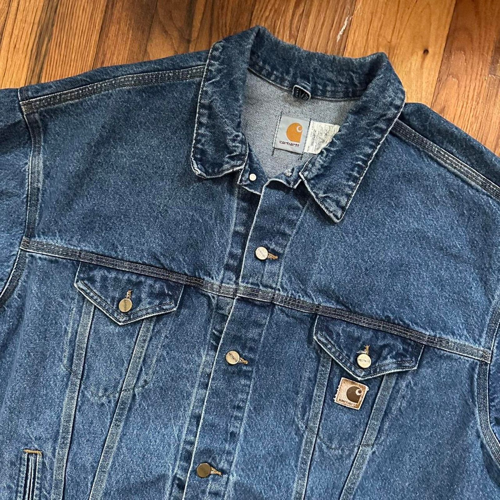 Carhartt 90s Carhartt Denim Trucker Jacket Button Up size 2XL Tall Size US XXL / EU 58 / 5 - 2 Thumbnail