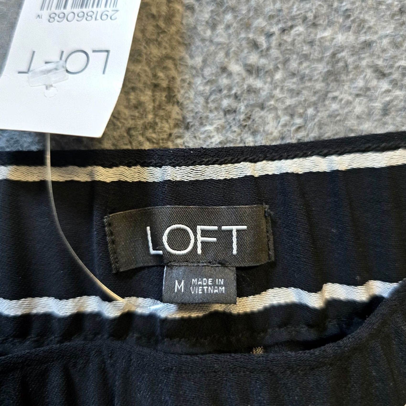 Loft LOFT Pants Womens Regular Size M Black White Striped Tapered Pull On Casual Career Dress Pants Size 32" / US 10 / IT 46 - 4 Thumbnail
