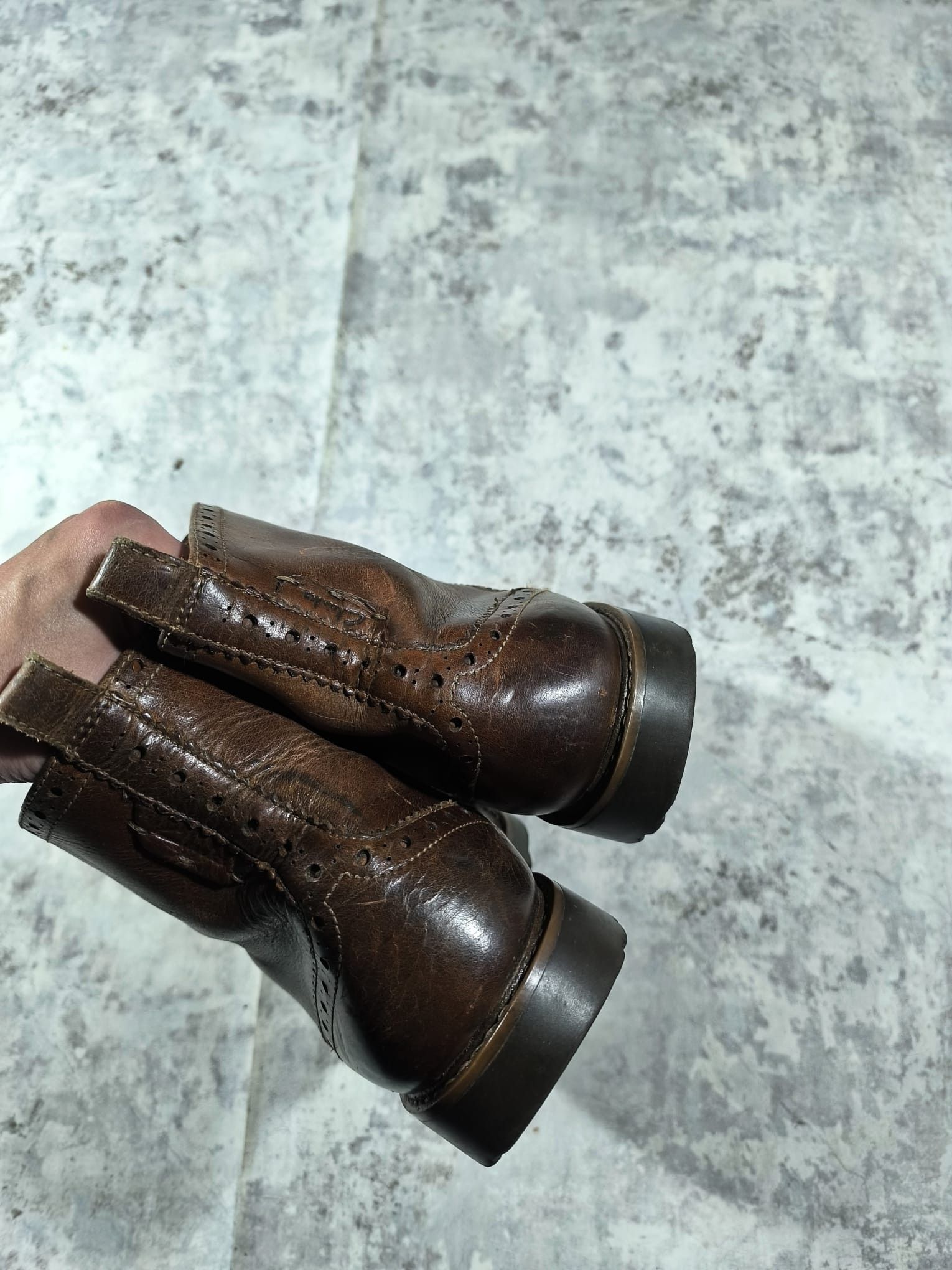 Vintage clarks patina leather boots vintage wingtip brogue western Size US 11.5 / EU 44-45 - 10 Thumbnail