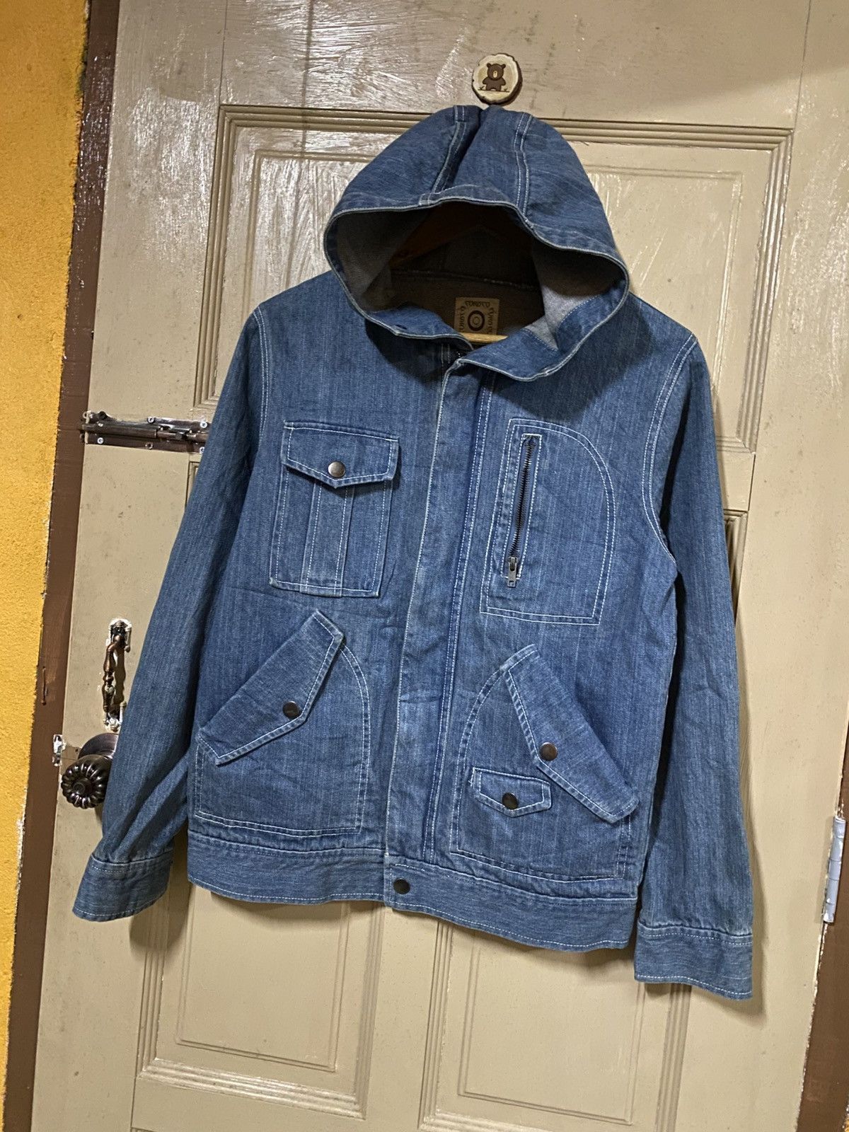 Japanese Brand Corisco Indigo Denim Work Jacket with Hood - Japanese Brand Size US M / EU 48-50 / 2 - 2 Thumbnail