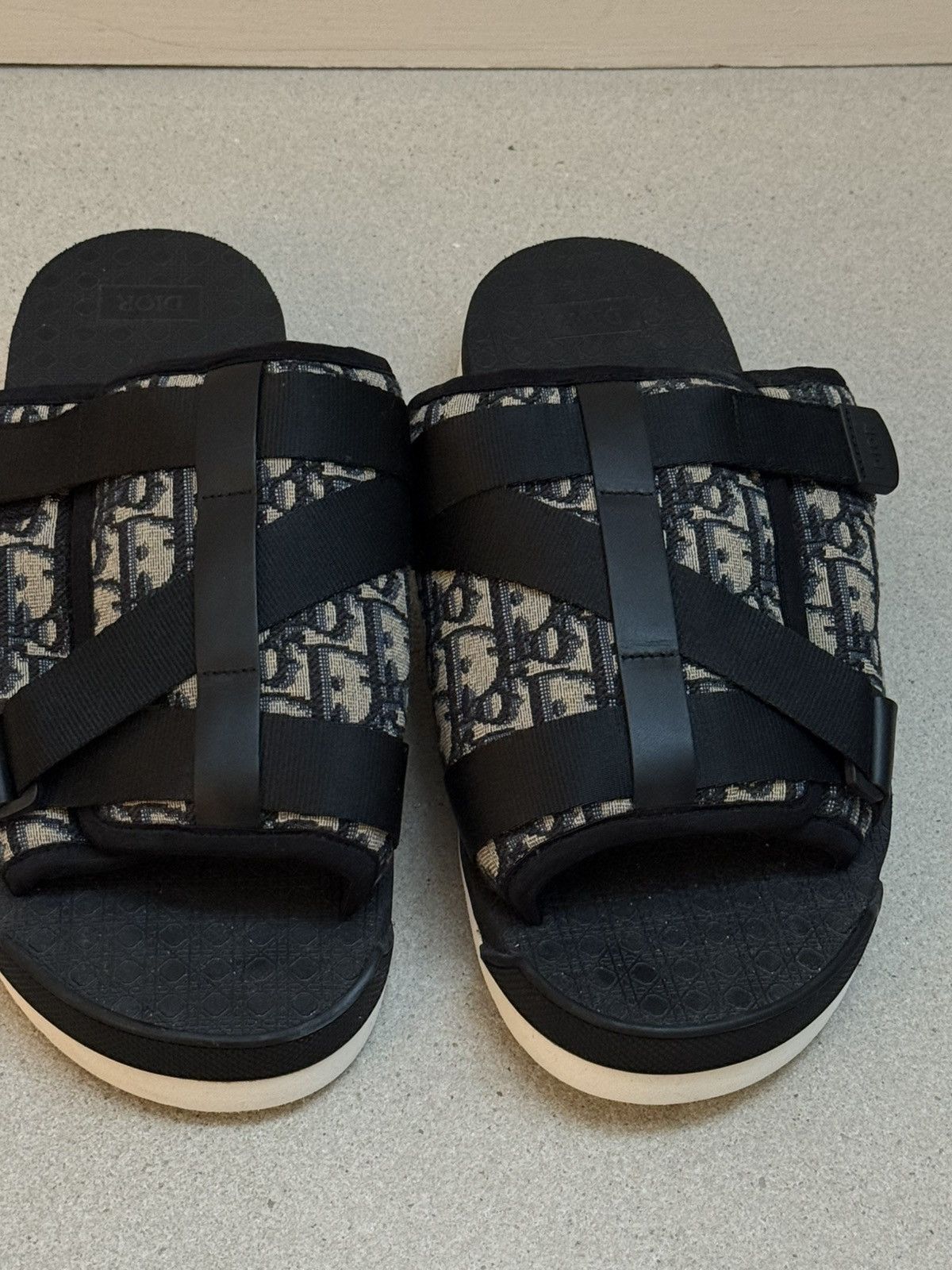 Dior Dior Alpha Sandal Beige & Blue Oblique Jacquar Size US 12 / EU 45 - 2 Thumbnail