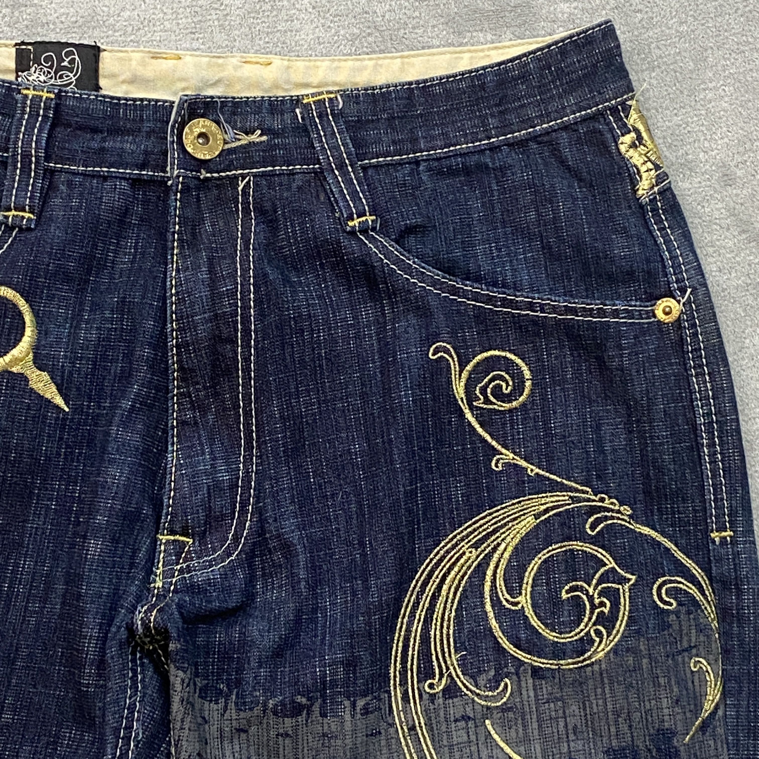 Imperious × Vintage Y2K DELF Men 34x30 (32x27) Blue BULLETS & BRASS KNUCKLES Size US 34 / EU 50 - 6 Thumbnail
