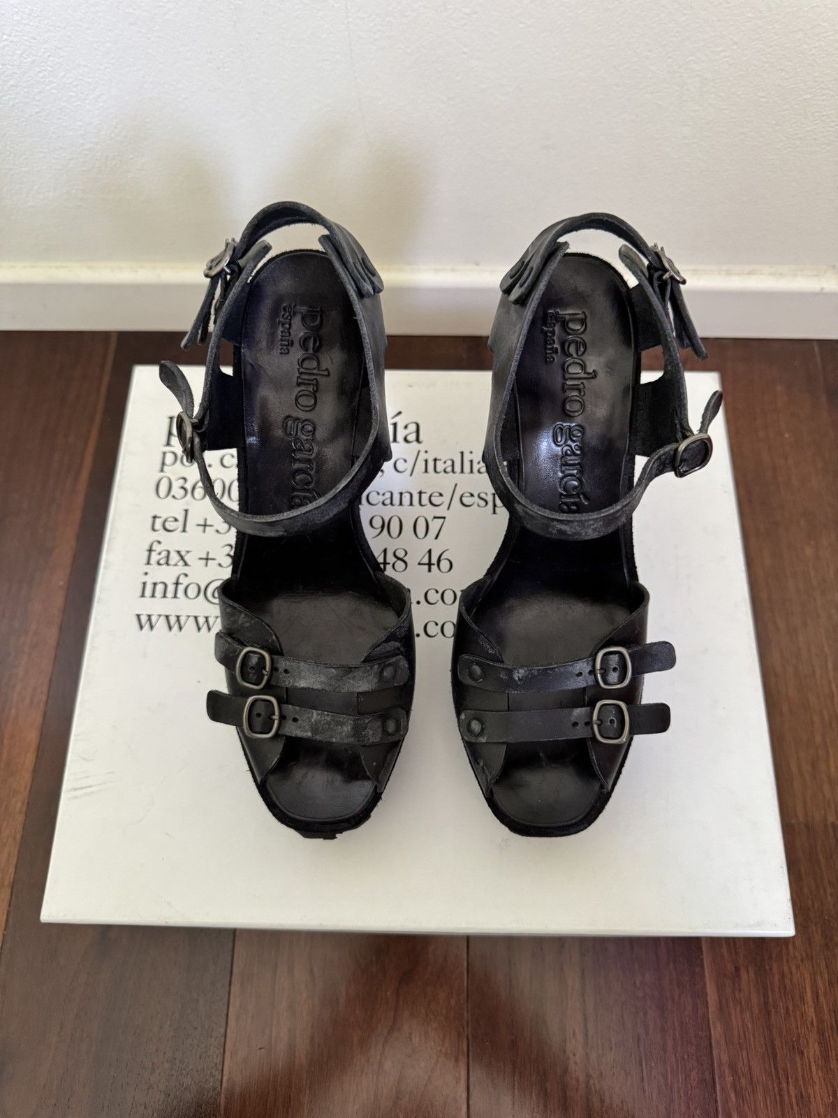 Pedro Garcia Pedro García Vega Multi Buckle Wedge (Black) Size US 7.5 / IT 37.5 - 7 Thumbnail