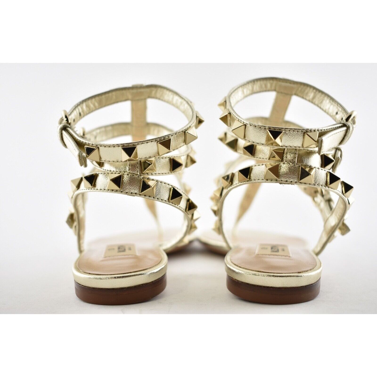 Valentino Valentino Rockstud P18 Gold Leather Triple Ankle Strap Size US 5 / IT 35 - 11 Thumbnail