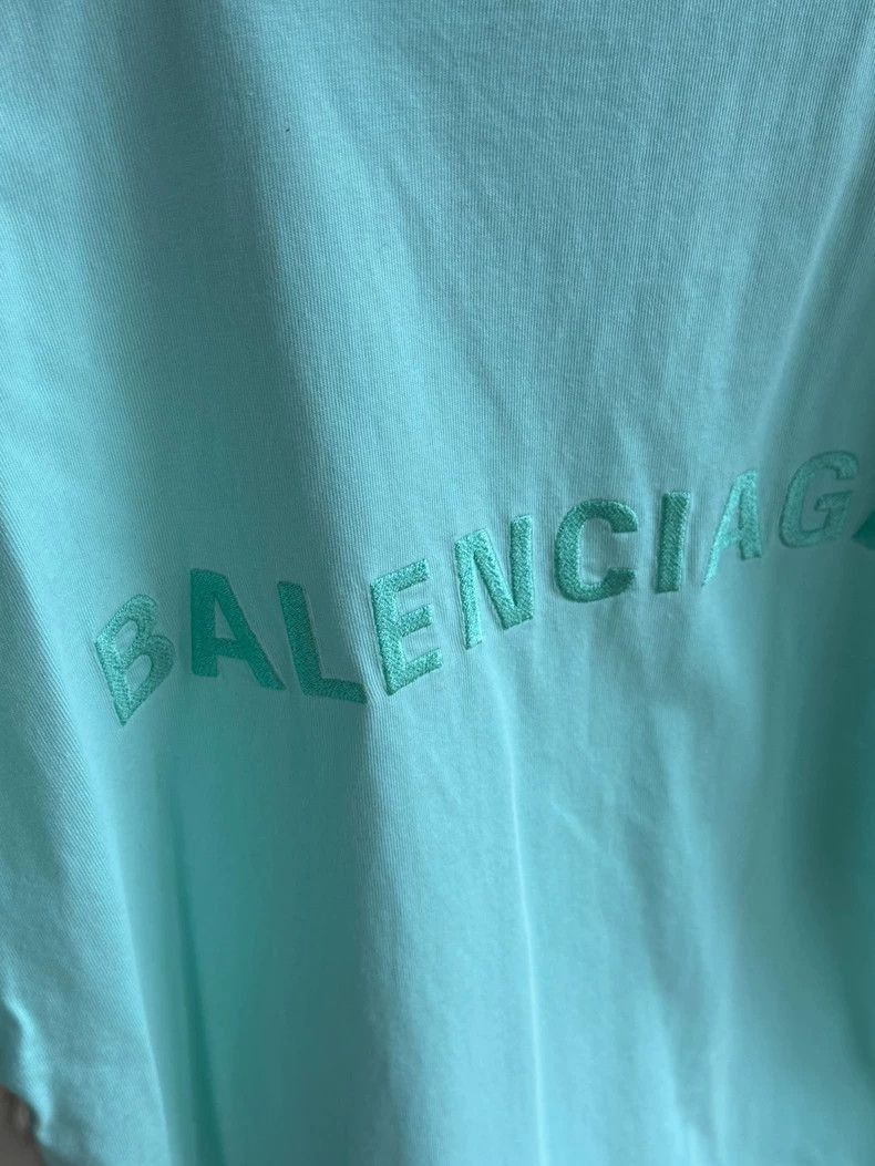 Balenciaga Balenciaga Mint Green Embroidered Logo TShirt-2505 Size US XS / EU 42 / 0 - 6 Thumbnail