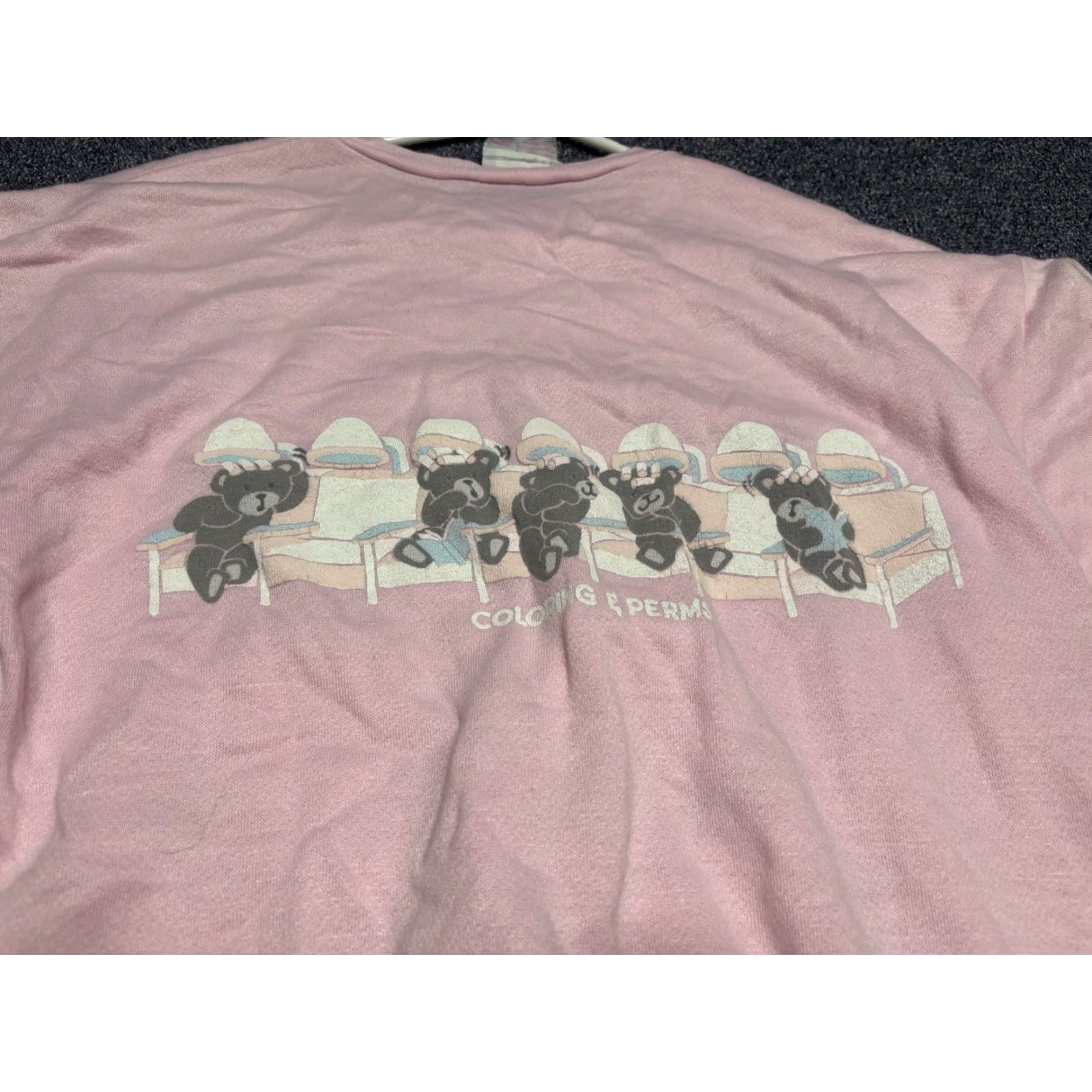Pinko VINTAGE Bear Pink Raglan Sweatshirt Women’s Large L Pink Bear Graphic Print 80s 70s Bassett Walker Size L / US 10 / IT 46 - 3 Thumbnail