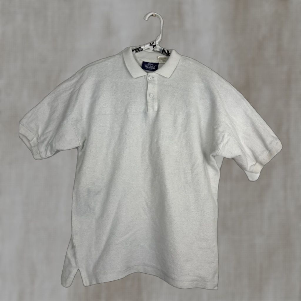 Vintage VINTAGE Woolrich Polo Shirt Mens L White 100% Cotton Short Sleeve Solid Golf Walking Mens Size US L / EU 52-54 / 3 - 1 Thumbnail