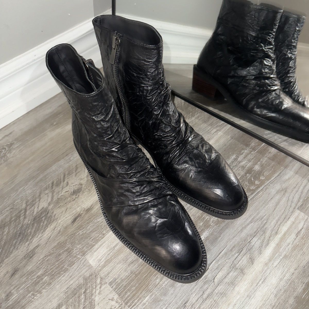 Other CHELSEA BOOTS METALLIC-TEXTURE PLEATED SHEEPSKIN Size US 9.5 / EU 42-43 - 2 Thumbnail