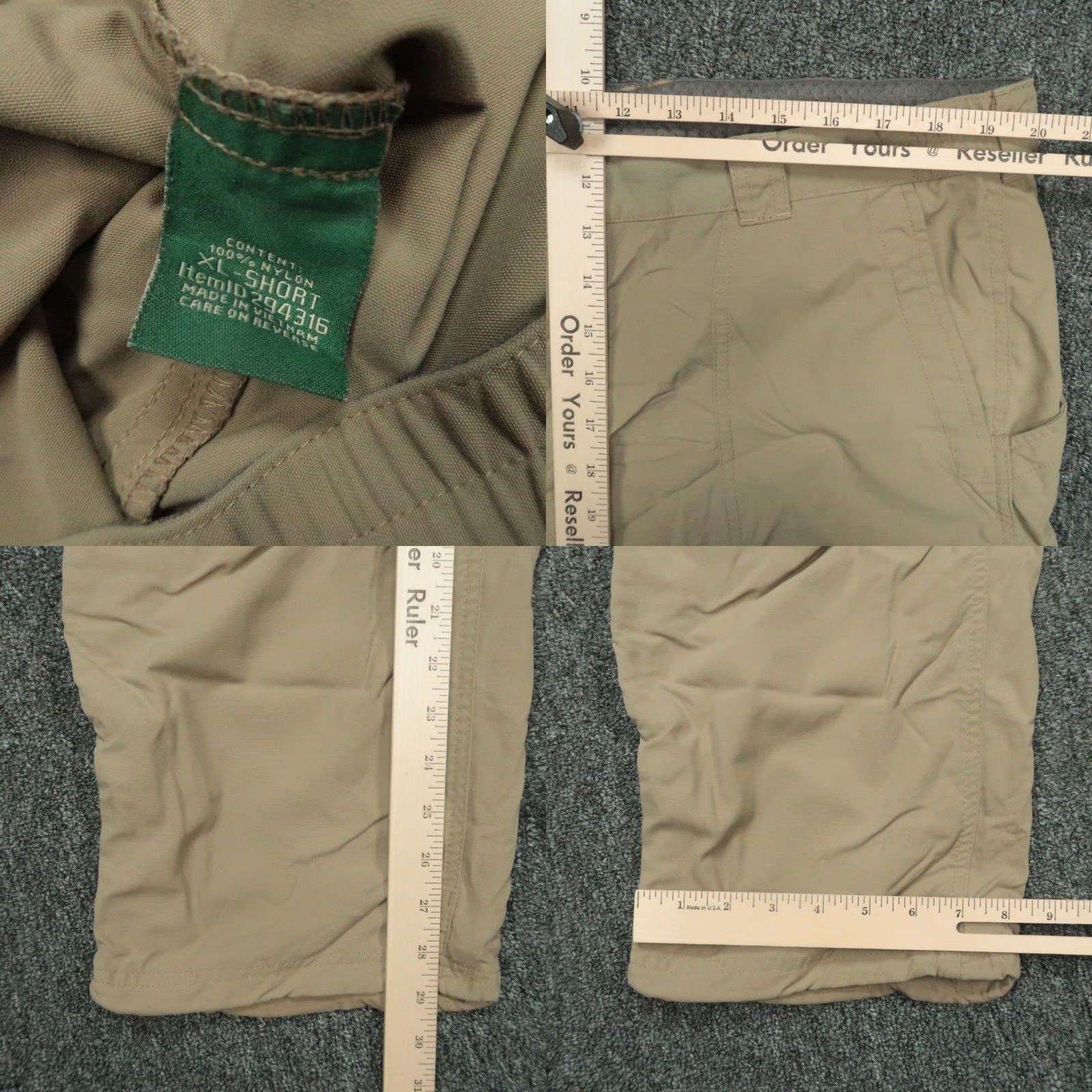 Vintage LL Bean Pants Men XL Short Khaki Convertible Switchback Hiking 40x30 Brown Nylon 40 Waist Regular Straight Chino Pockets Vintage No Size US 36 / EU 52 - 8 Thumbnail