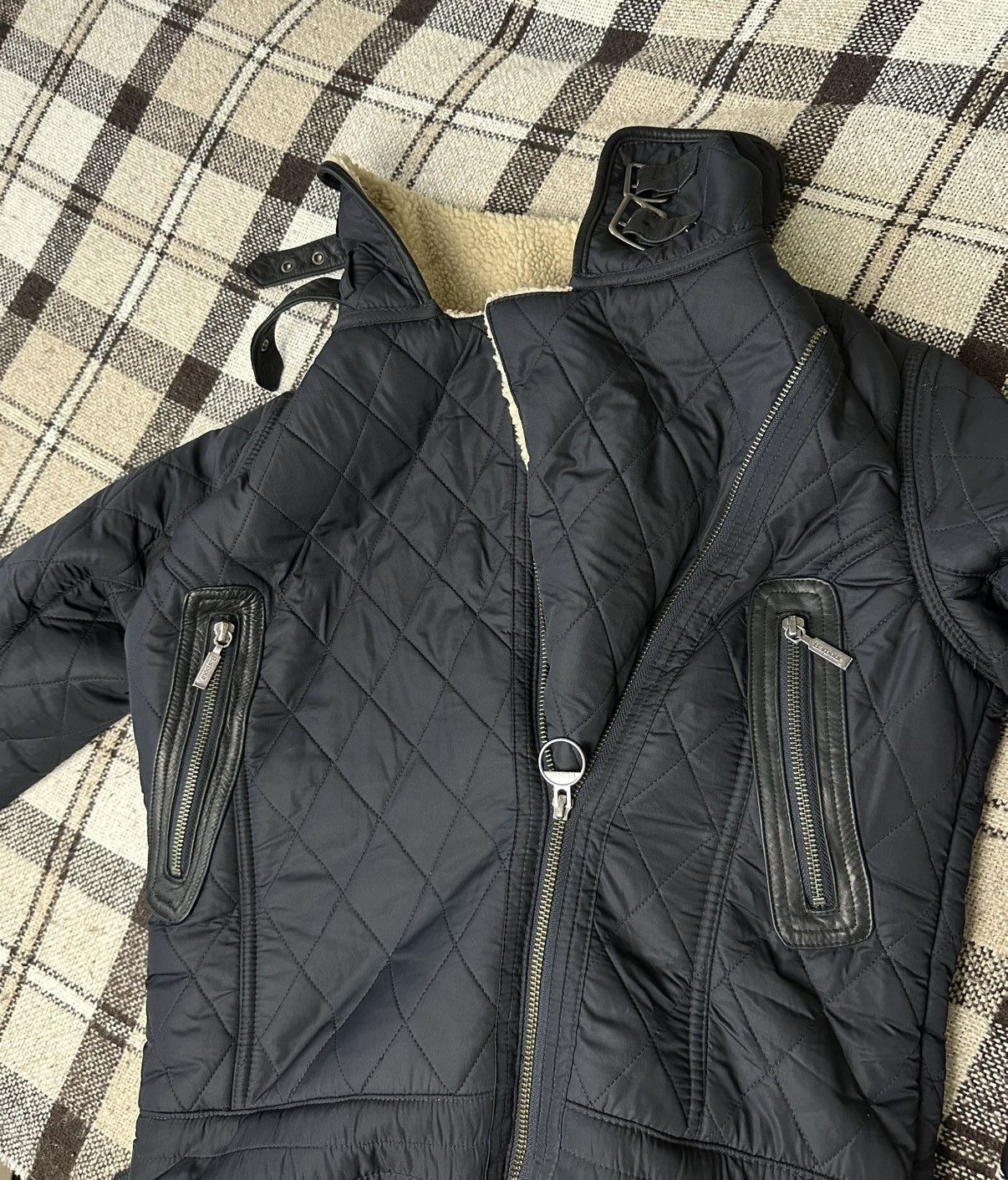 Barbour Battalion Quilt Navy Jacket with Sherpa size 36/uk10