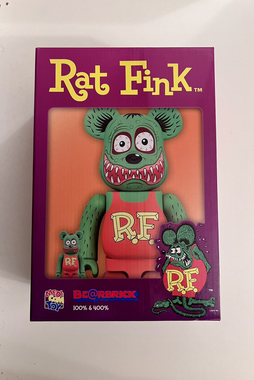 image of Medicom Bearbrick Bearbrick Rat Fink 100% & 400% in Purple/Green, Men's