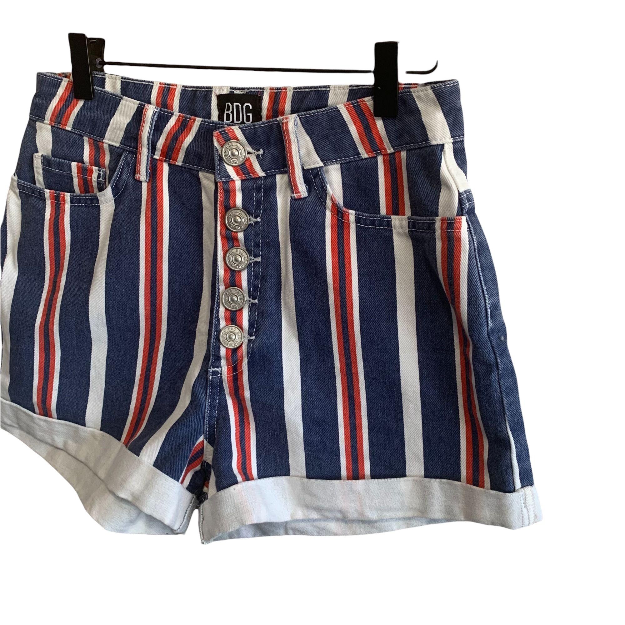 Bdg BDG Urban Outfitters Striped High Waist Denim Mom Shorts 26 Size 26" / US 2 / IT 38 - 7 Thumbnail